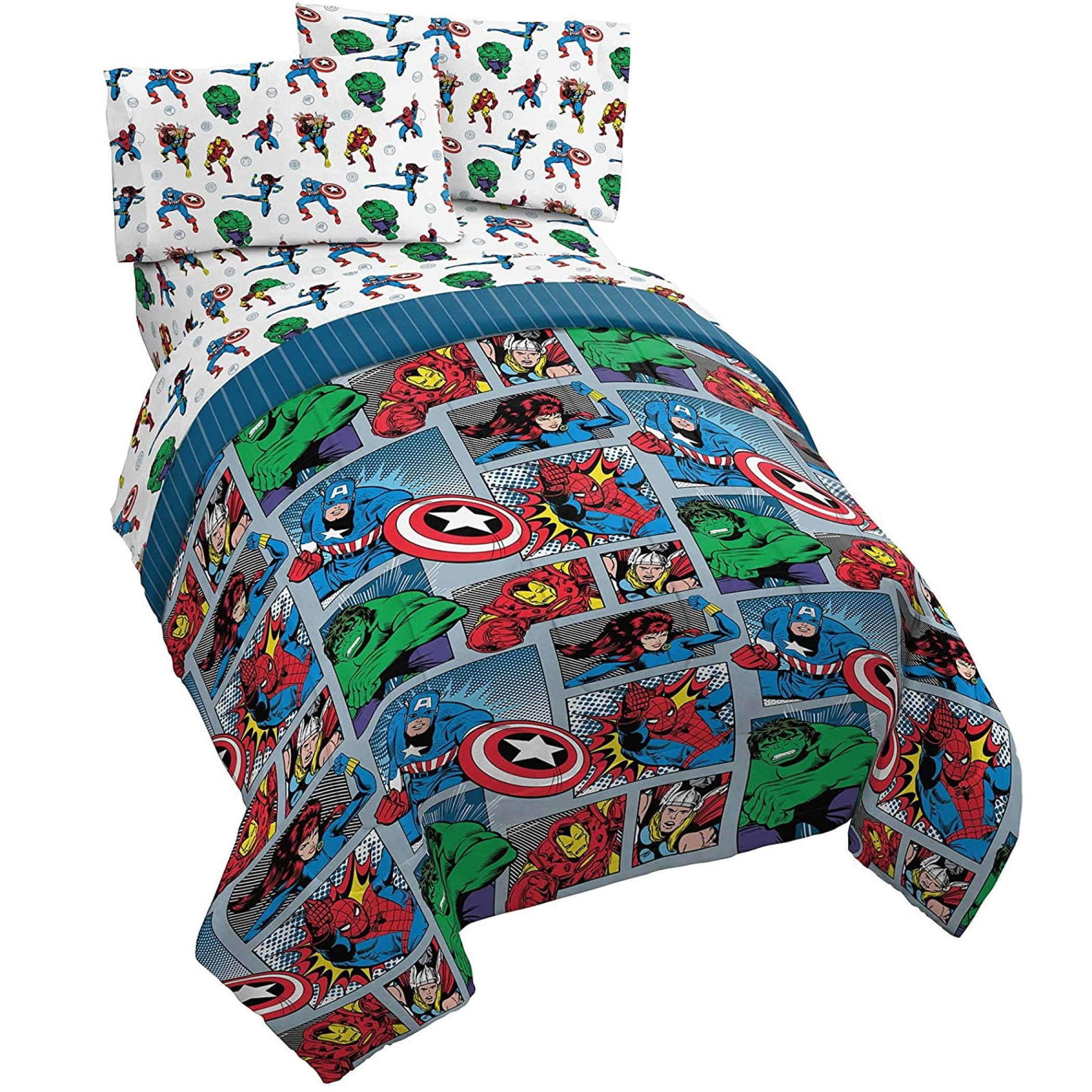 Marvel Avengers Fighting Team Twin Size Bed Set, Multi-Color