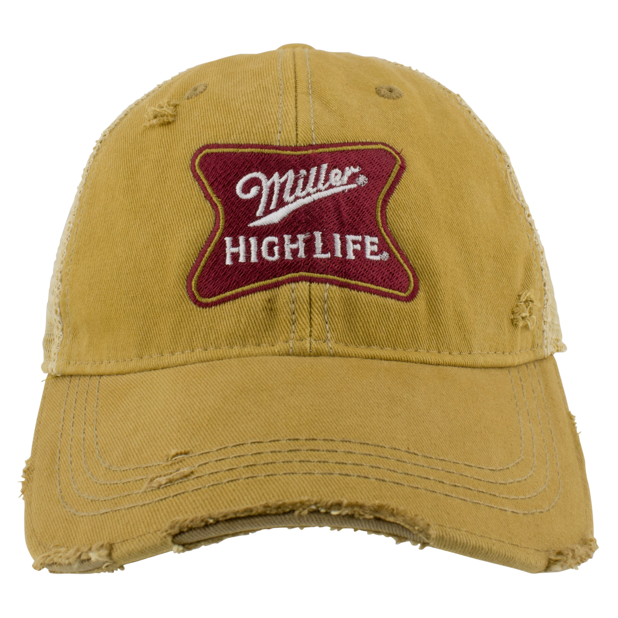 Miller High Life Gold Torn Mesh Retro Brand Trucker Hat