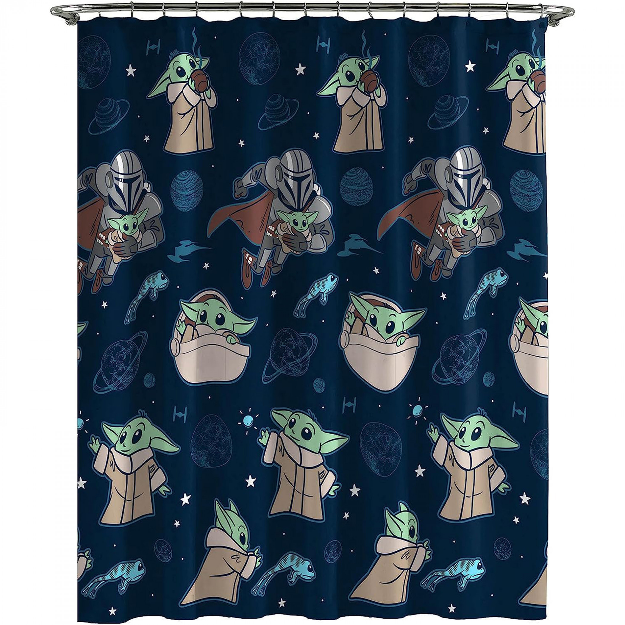 Star Wars The Mandalorian Grogu Shower Curtain, Blue