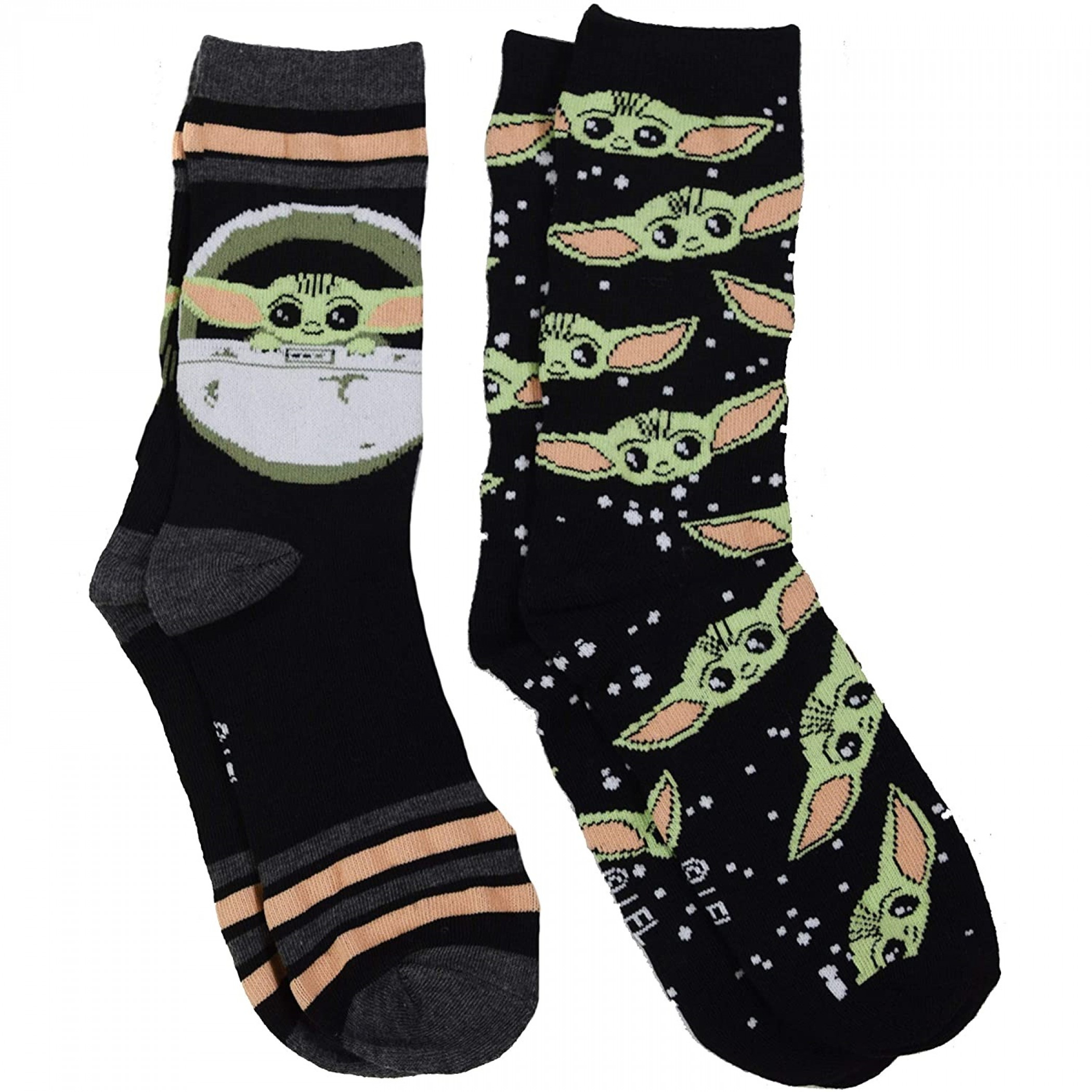 Star Wars The Mandalorian 2-Pair Pack of The Child Women's Crew Socks, Black