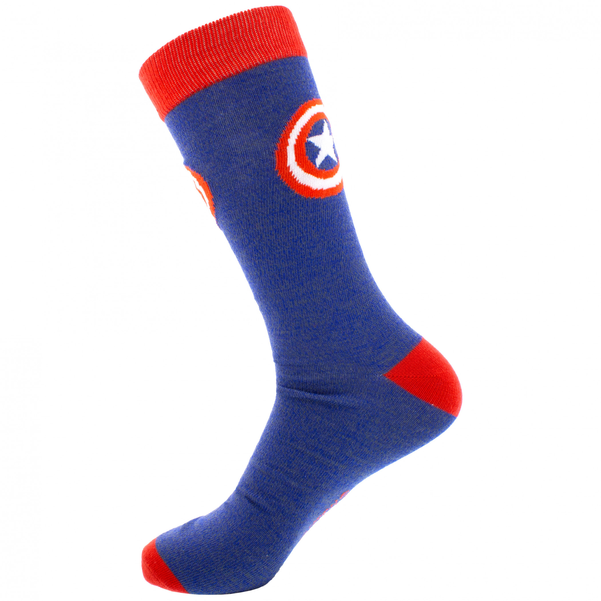 Captain America Classic Shield Symbol Crew Socks, Blue
