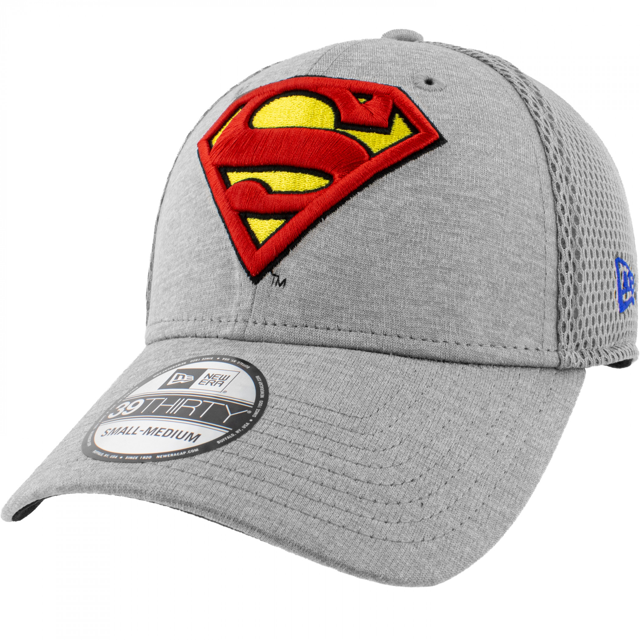 Superman Symbol Grey Shadow Tech New Era 39Thirty Fitted Hat, Grey