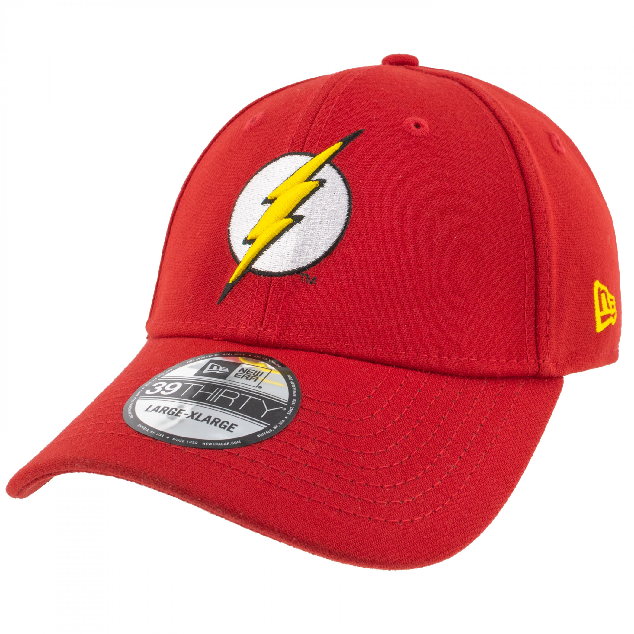The Flash Classic Symbol Color Block New Era 39Thirty Fitted Hat, Red