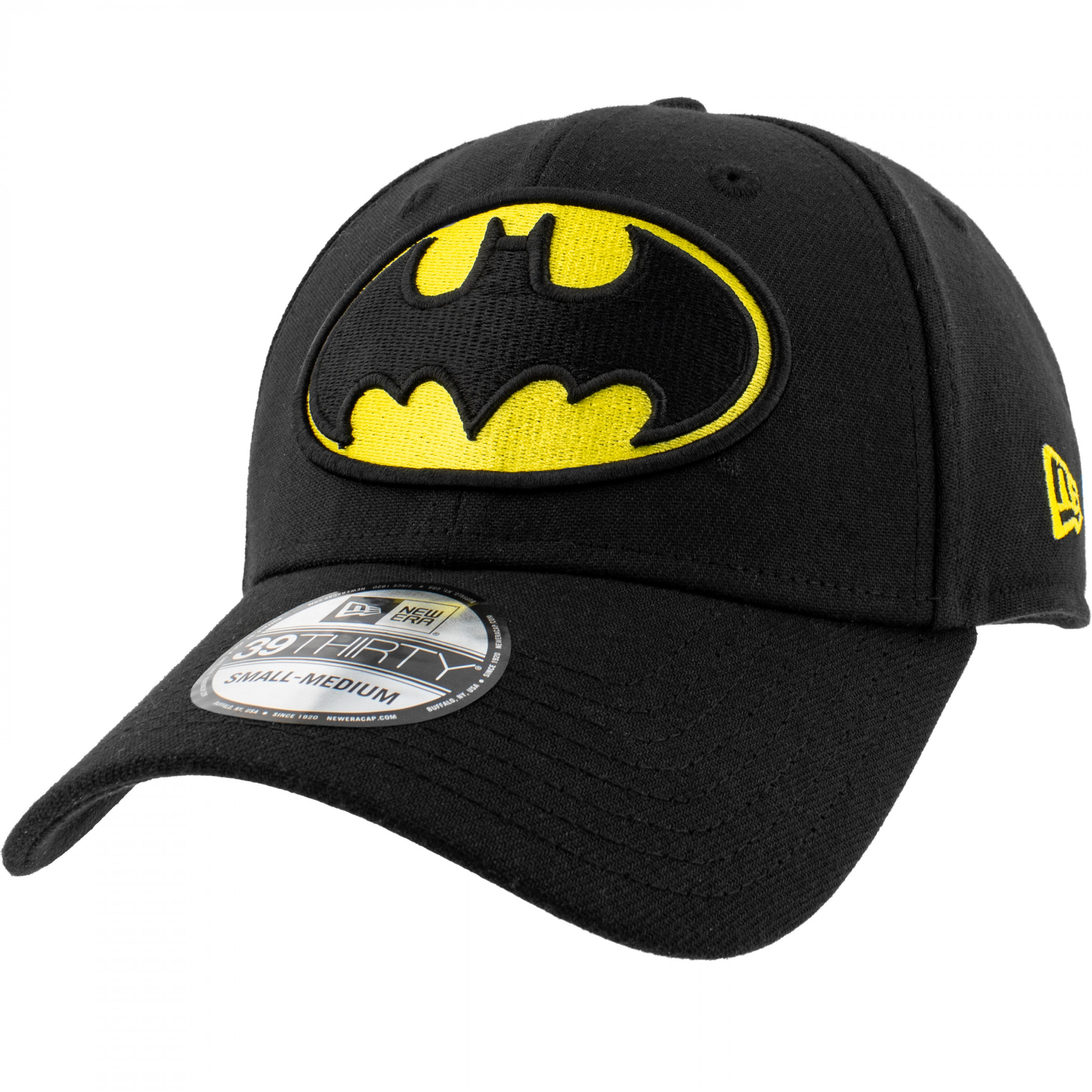 Batman Classic Symbol Color Block New Era 39Thirty Fitted Hat, Black
