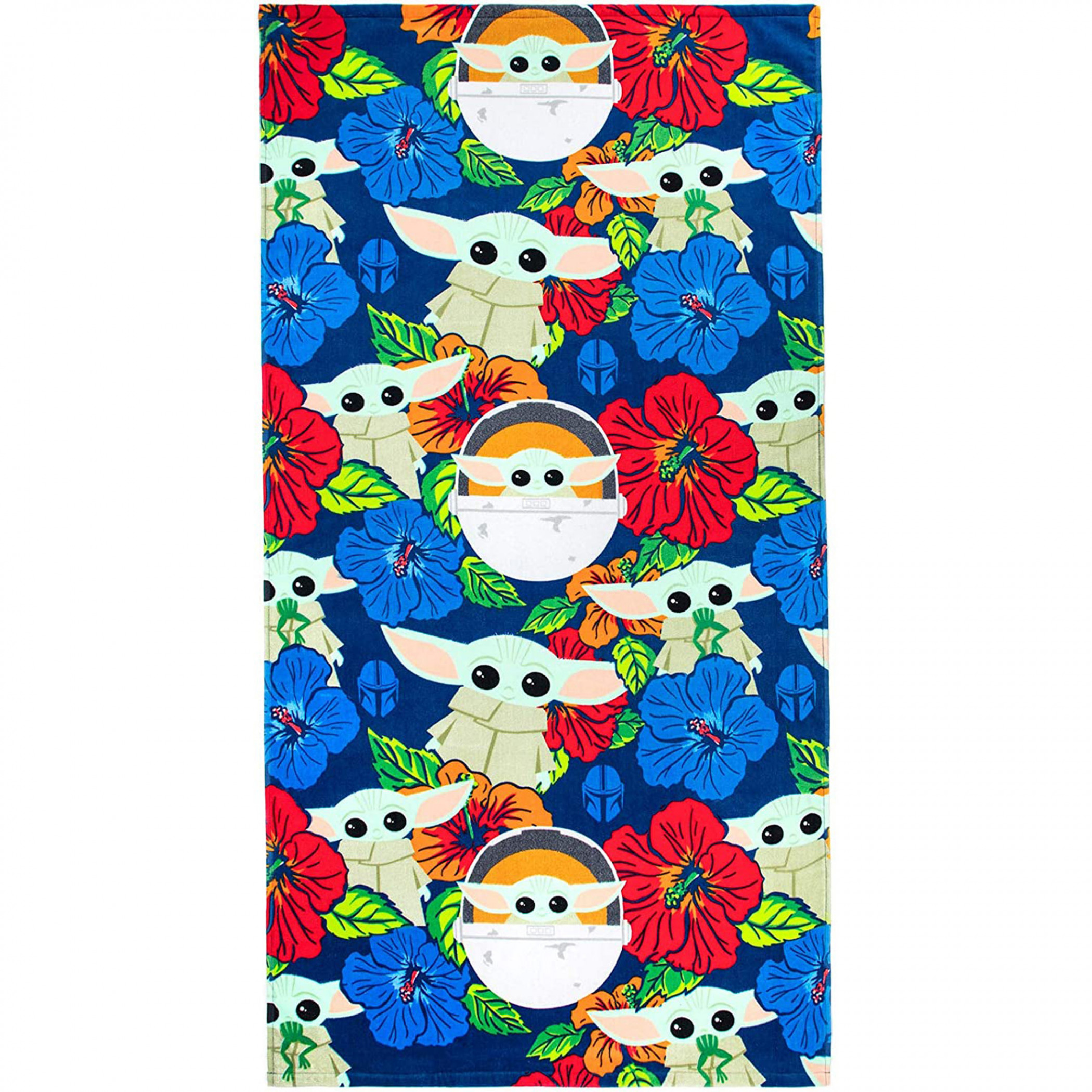 Star Wars The Mandalorian Grogu Tropical Oversized Beach Towel, Blue
