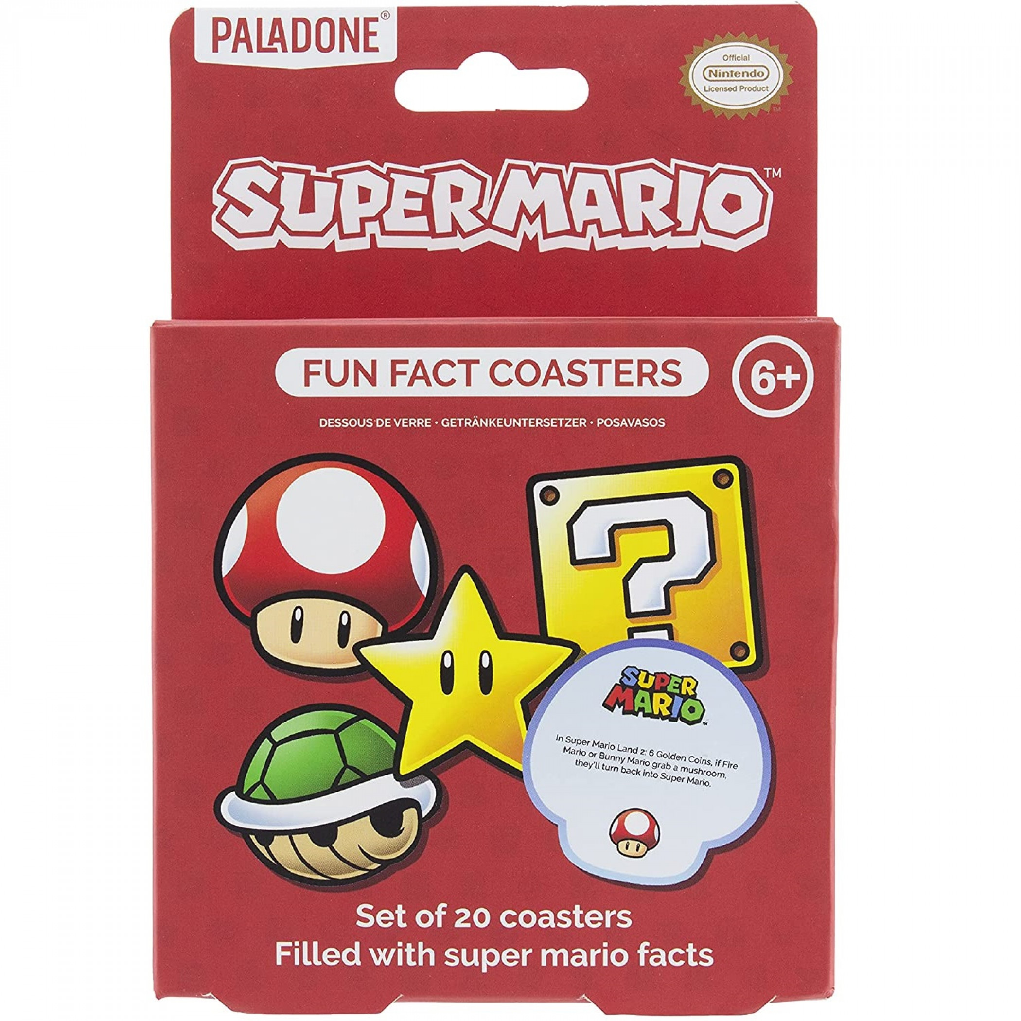 Super Mario Fun Fact Coasters, Multi-Color