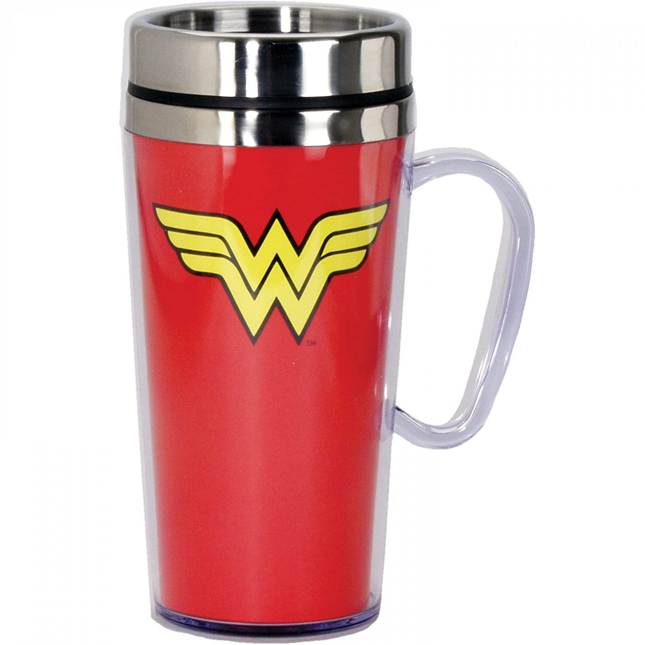 Wonder Woman Symbol Travel Mug, Red
