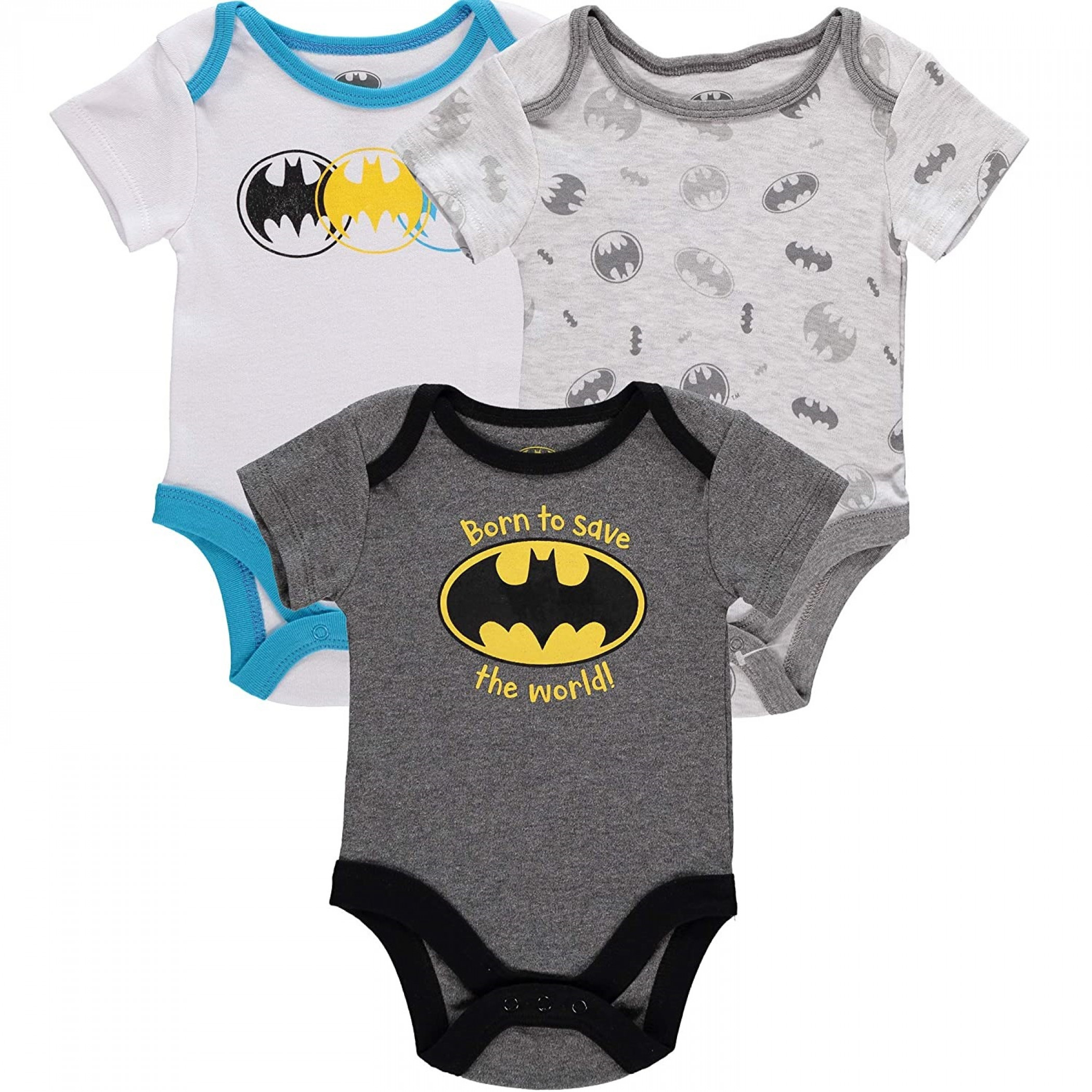 Batman Logo Snapsuit 3-Pack, Multi-Color