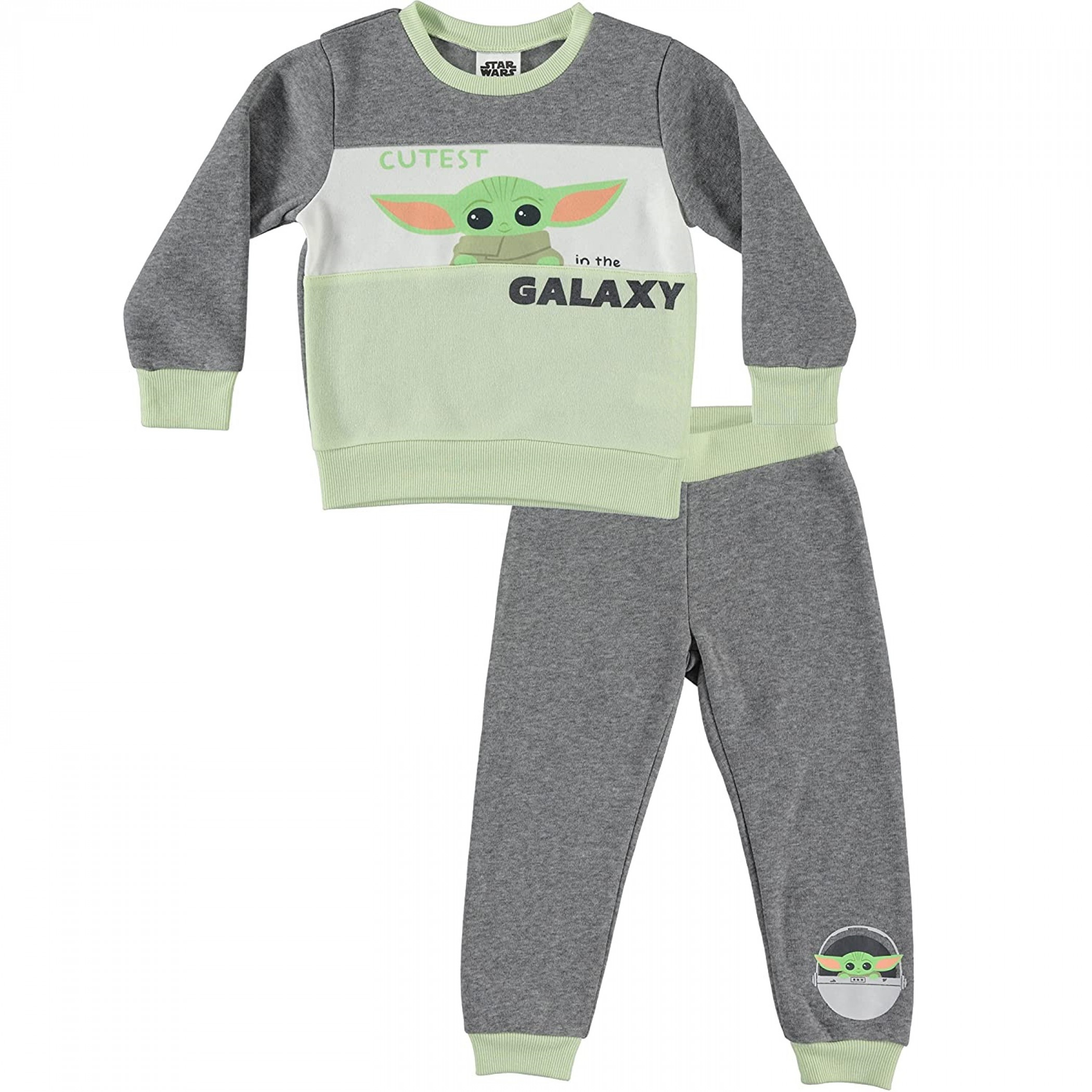Star Wars The Mandalorian Cutest in the Galaxy Grogu 2-Piece Sweatshirt Set, Multi-Color