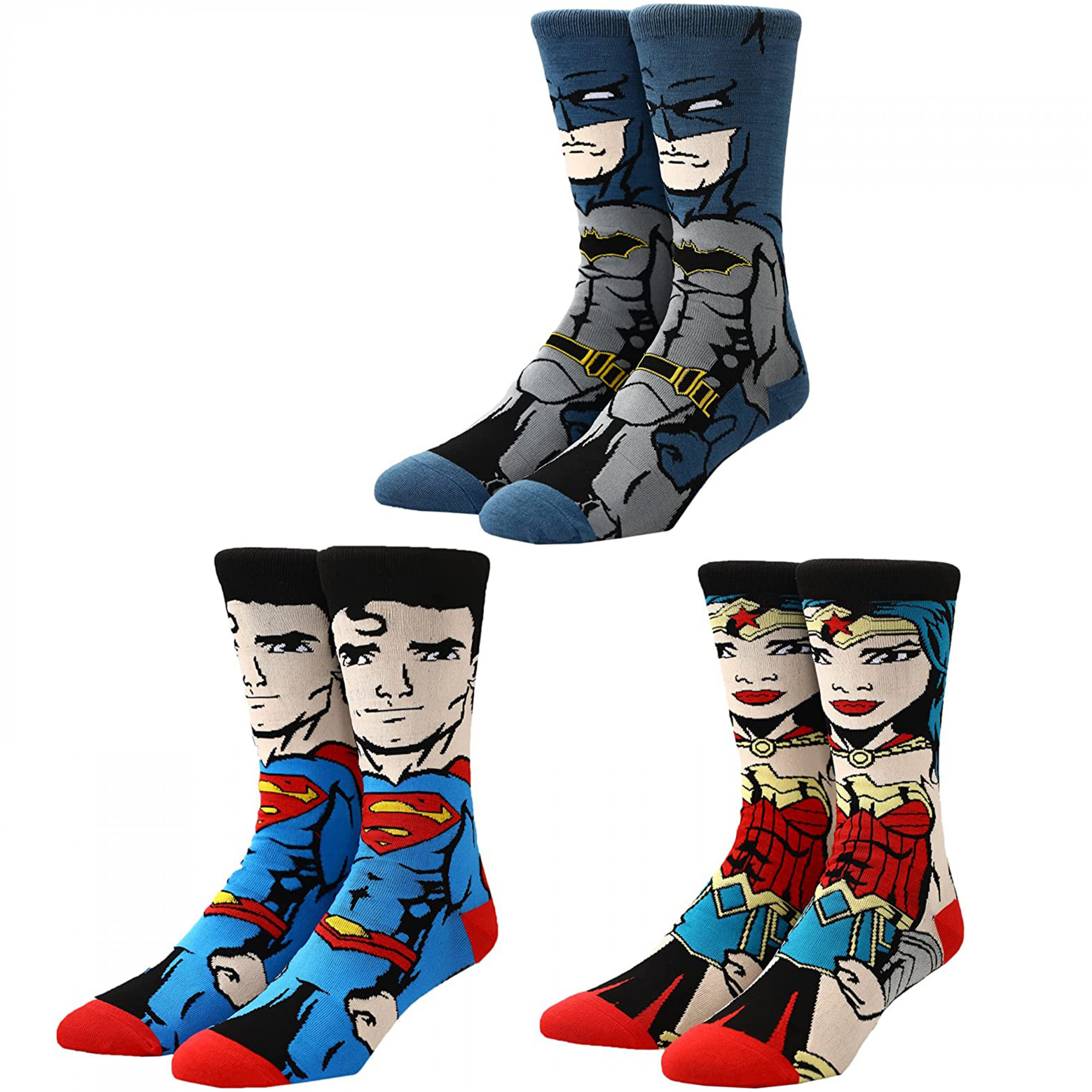 DC Comics Justice League 3-Pair Pack of Crew Socks, Multi-Color