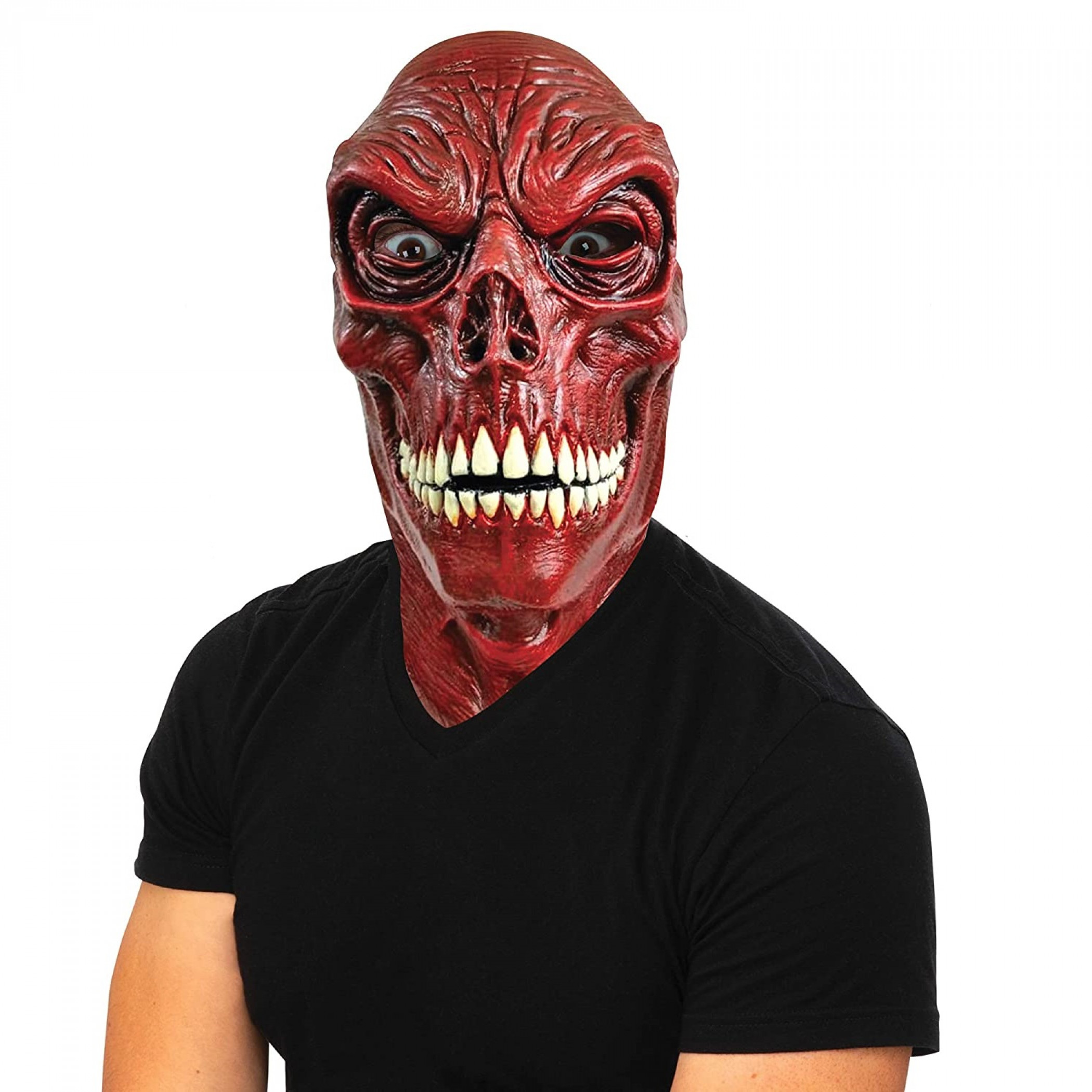 Red Skull Latex Adult Costume Mask, Red