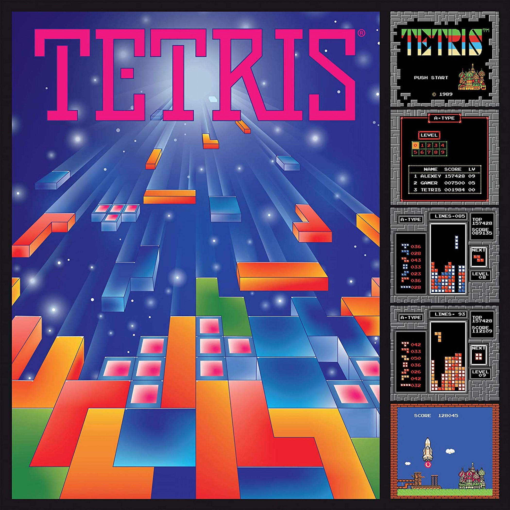 Tetris Retro Gaming Poster 750-Piece Puzzle, Multi-Color