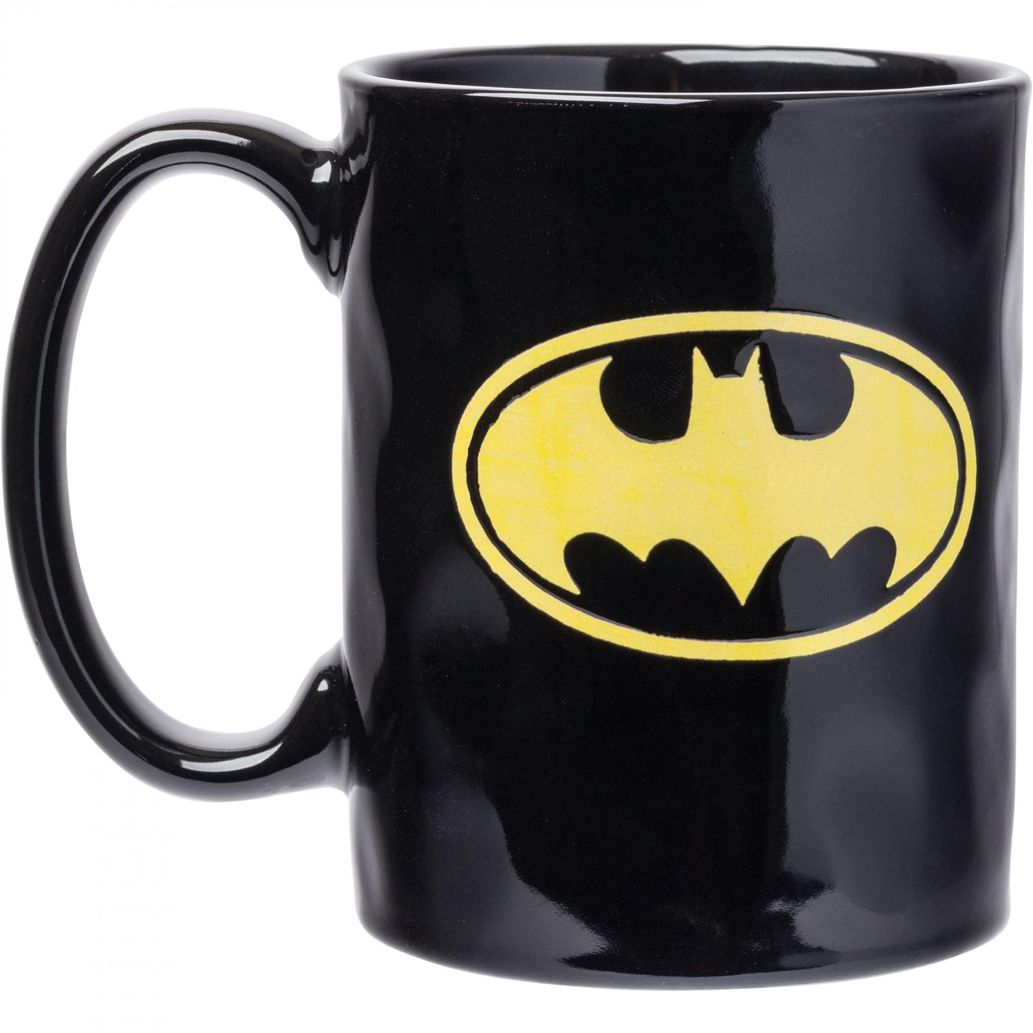 Batman Logo Spatter 17.5 oz Pottery Ceramic Mug, Black