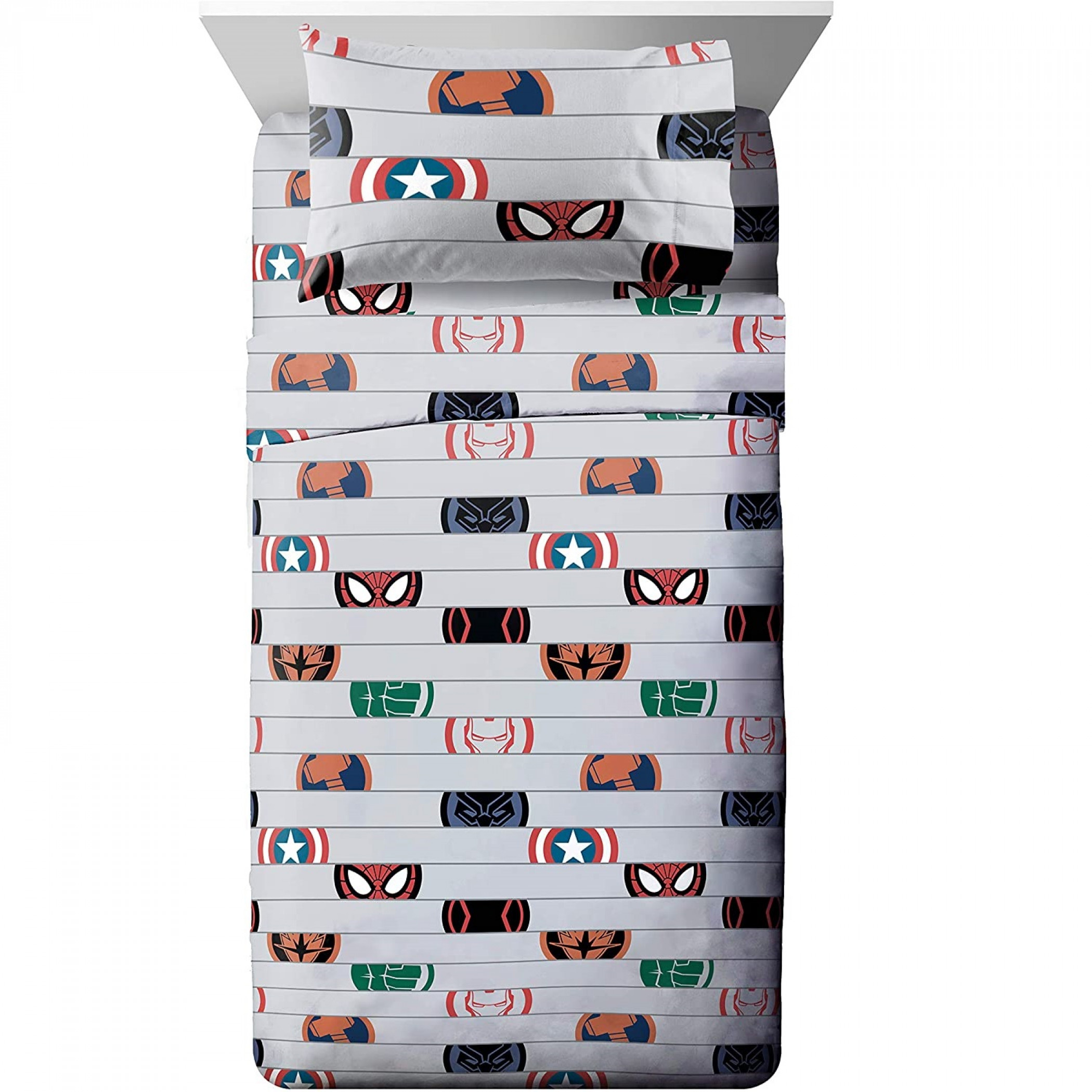 Marvel Avengers Emblem Full Size Bed Sheet Set, Multi-Color