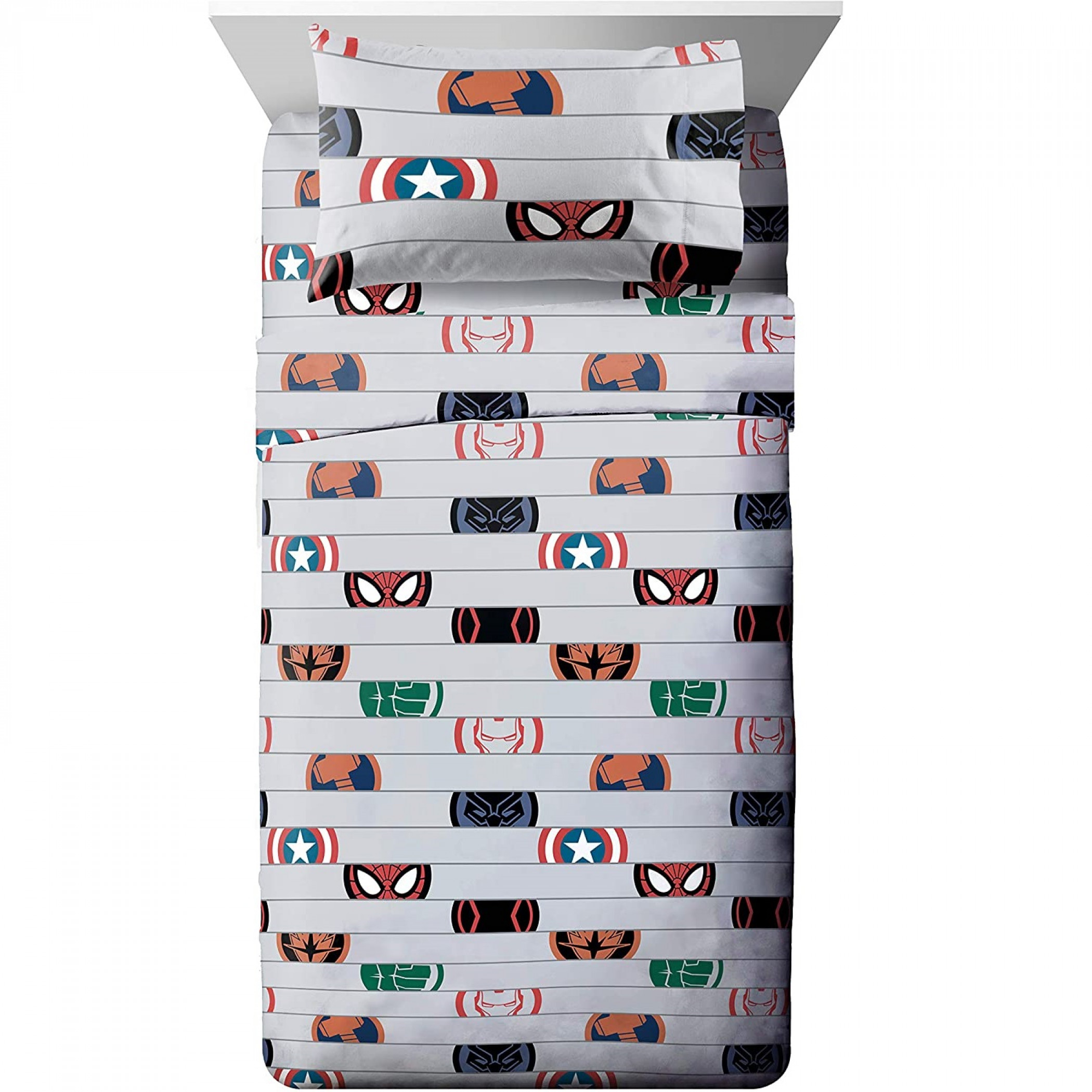 Marvel Avengers Emblem Twin Size Bed Sheet Set, Multi-Color