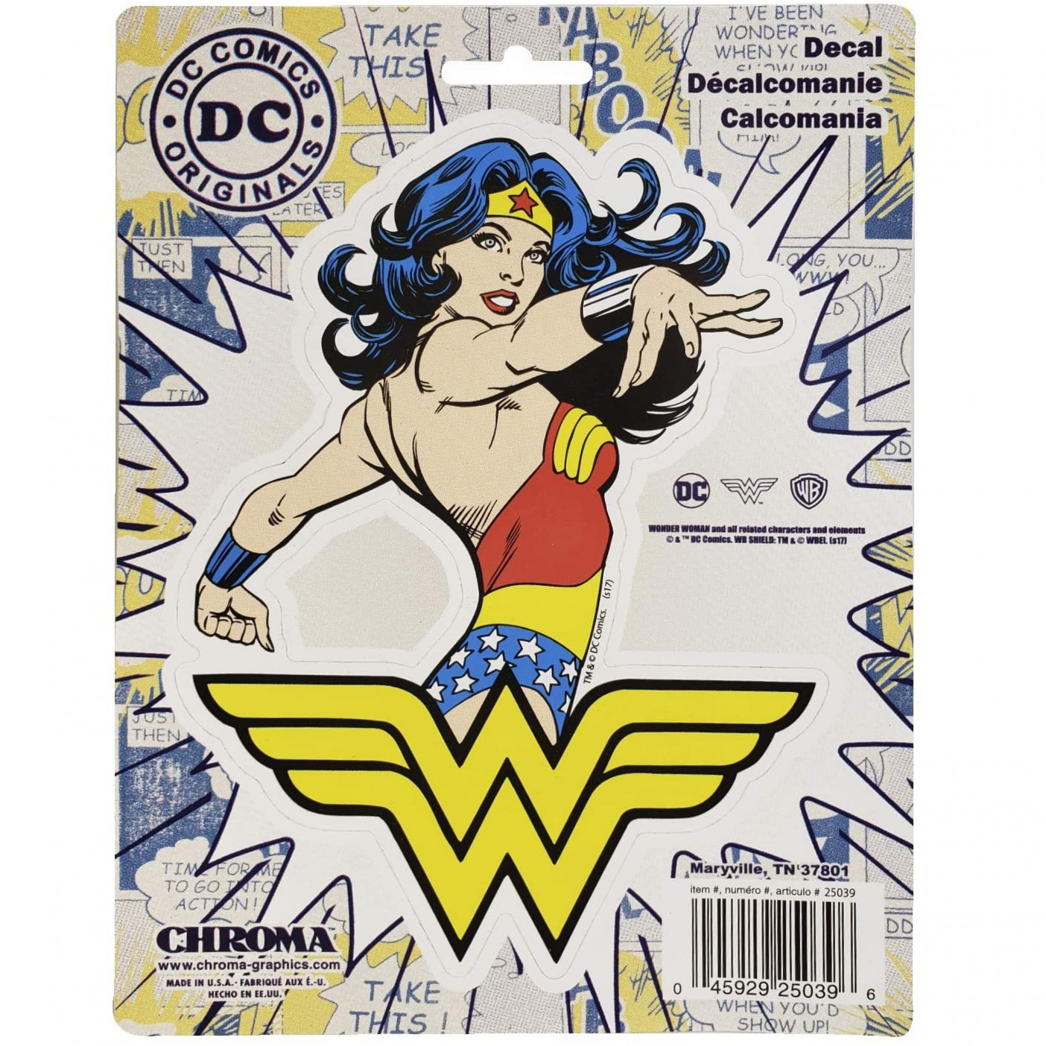 Wonder Woman Car Decal, Multi-Color