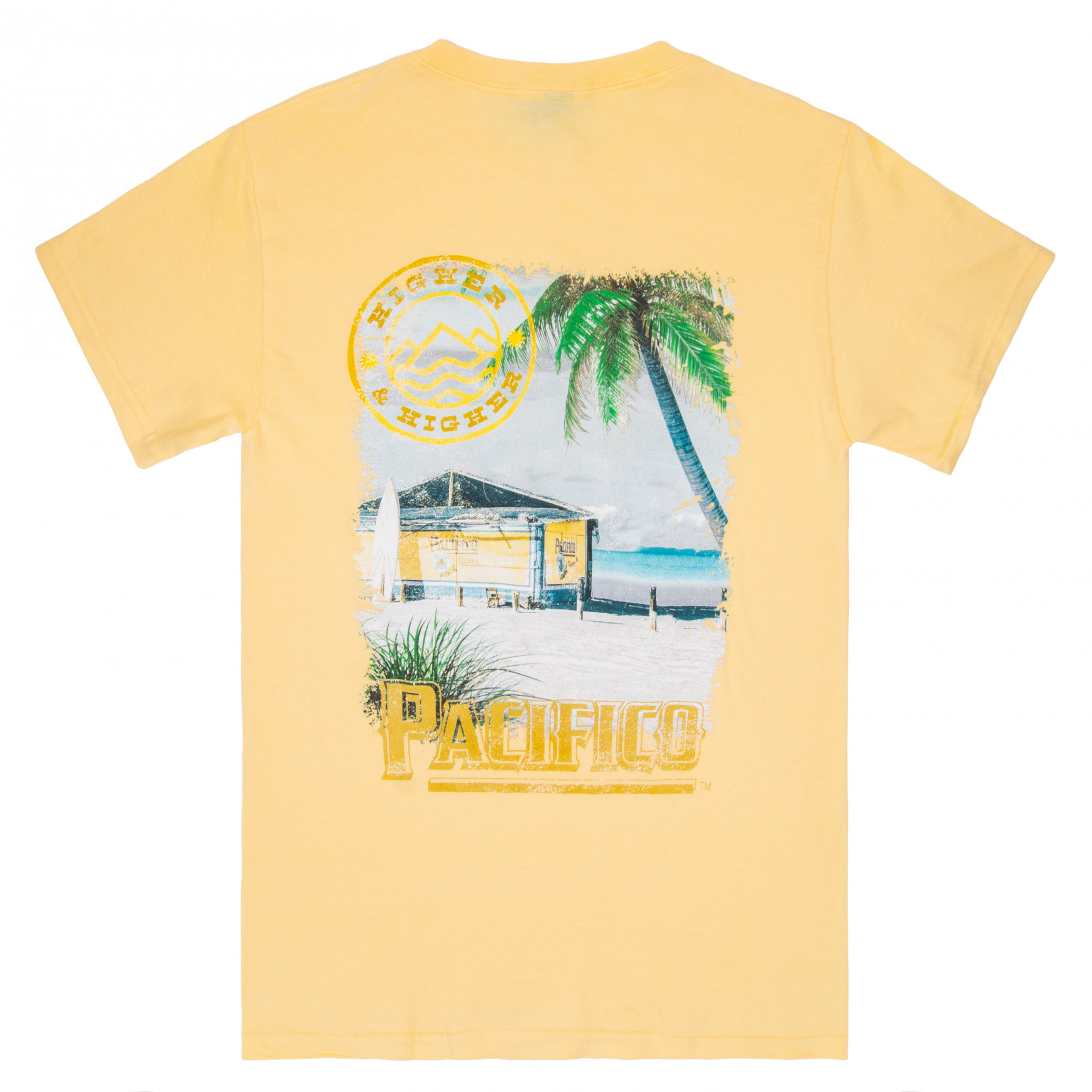 Pacifico Clara Beach Scene Front and Back Print T-Shirt