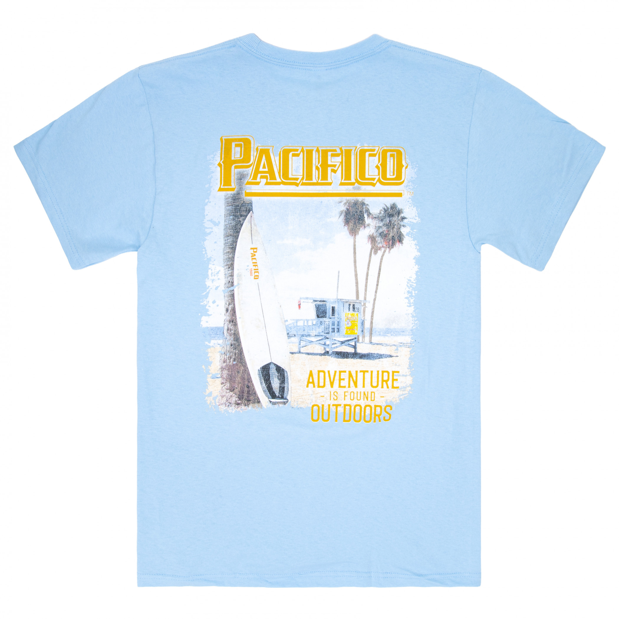 Pacifico Adventure Is Out There Beach Front and Back Print T-Shirt