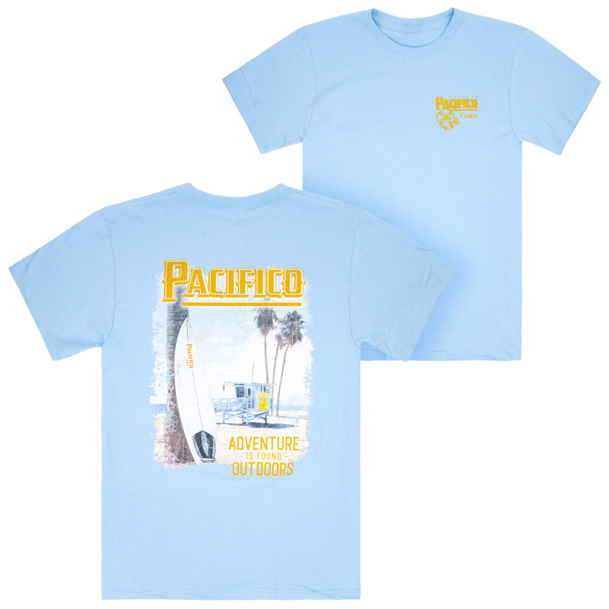 Pacifico Adventure Is Out There Beach Front and Back Print T-Shirt
