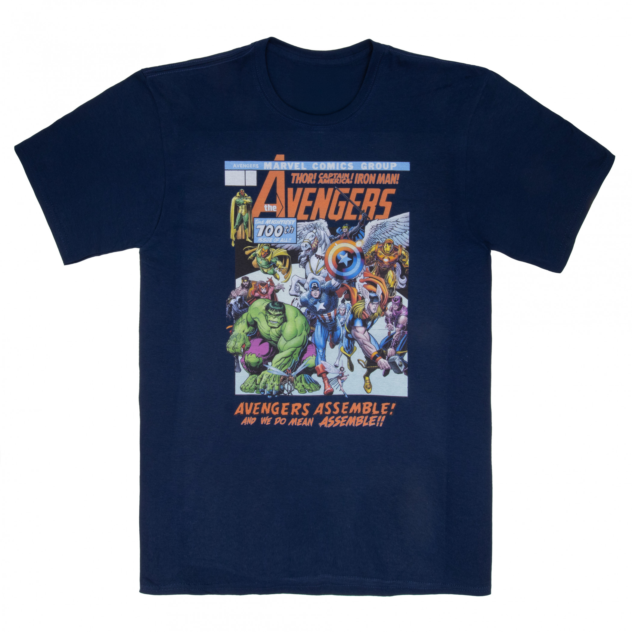 The Avengers The Mightiest 100th Issue Comic Cover T-Shirt, Blue