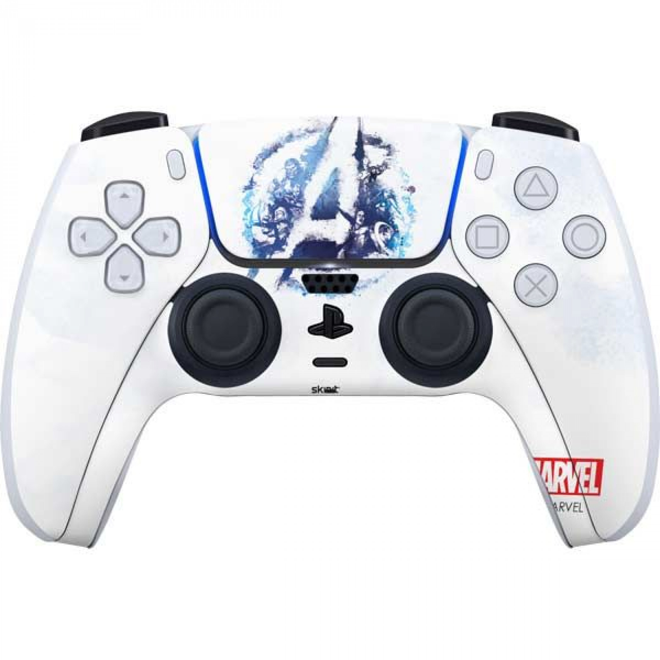 Avengers Blue Logo PS5 Controller Skin, White