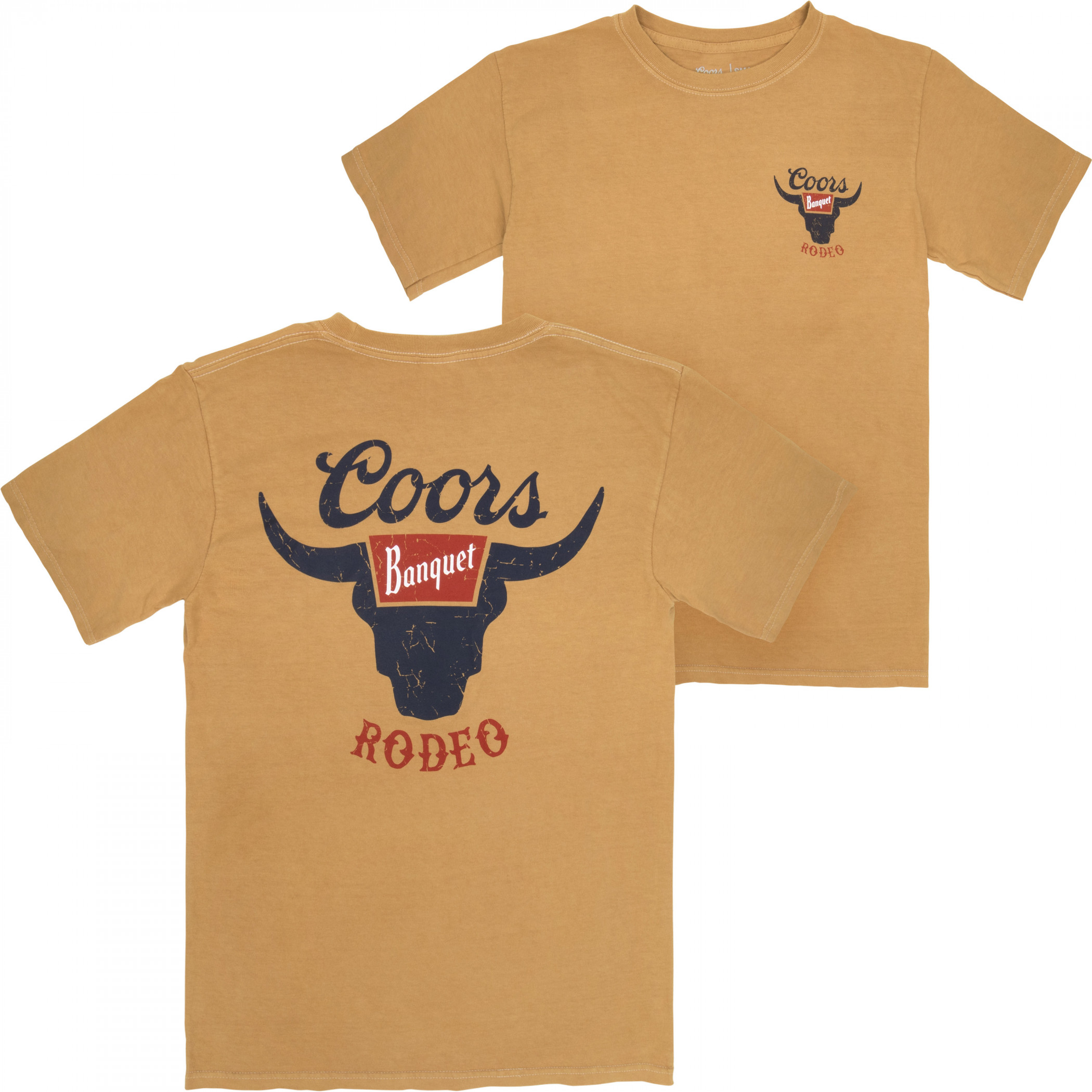Coors Banquet Rodeo Logo Distressed Front and Back Print T-Shirt