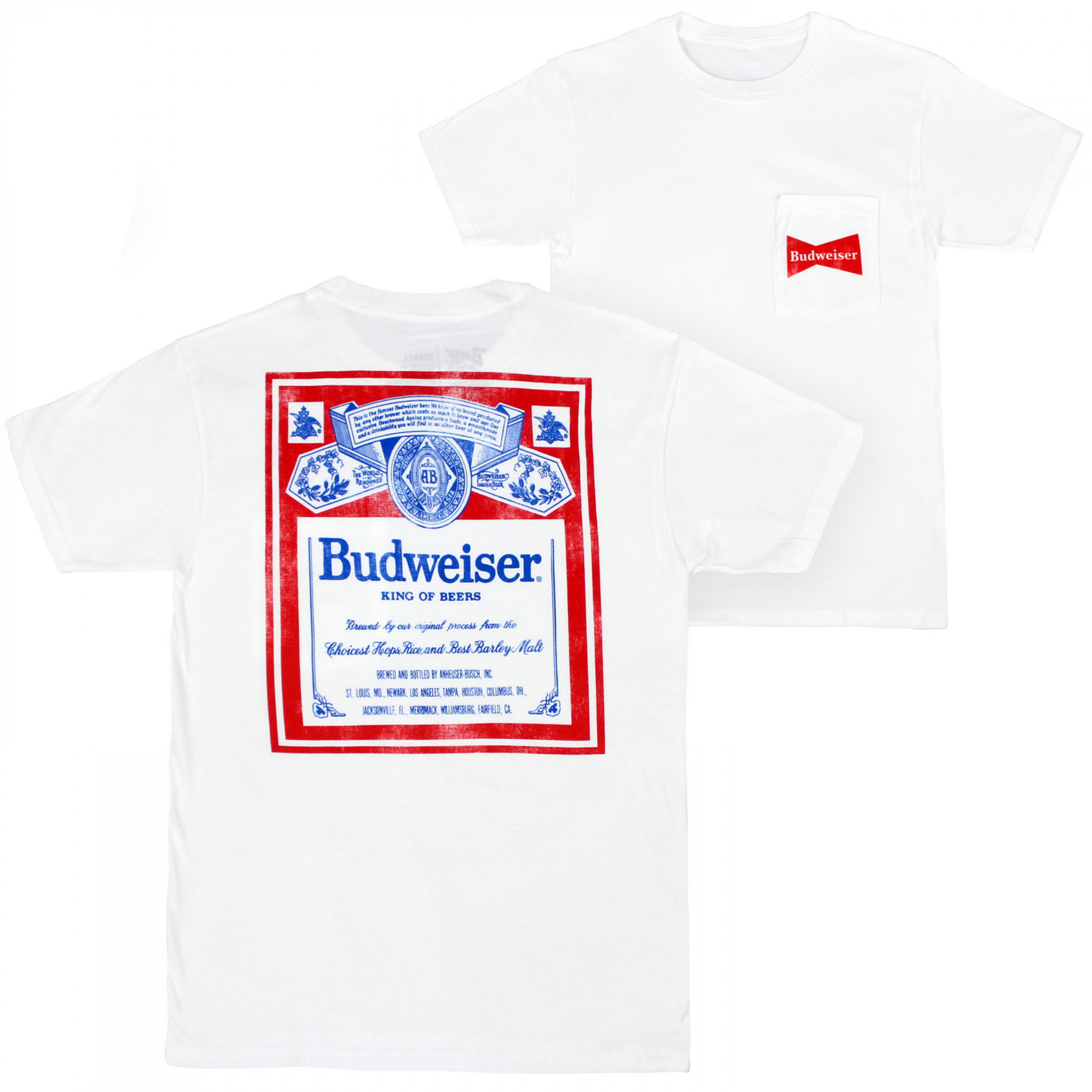 Budweiser Vintage Label Front and Back Pocket T-Shirt