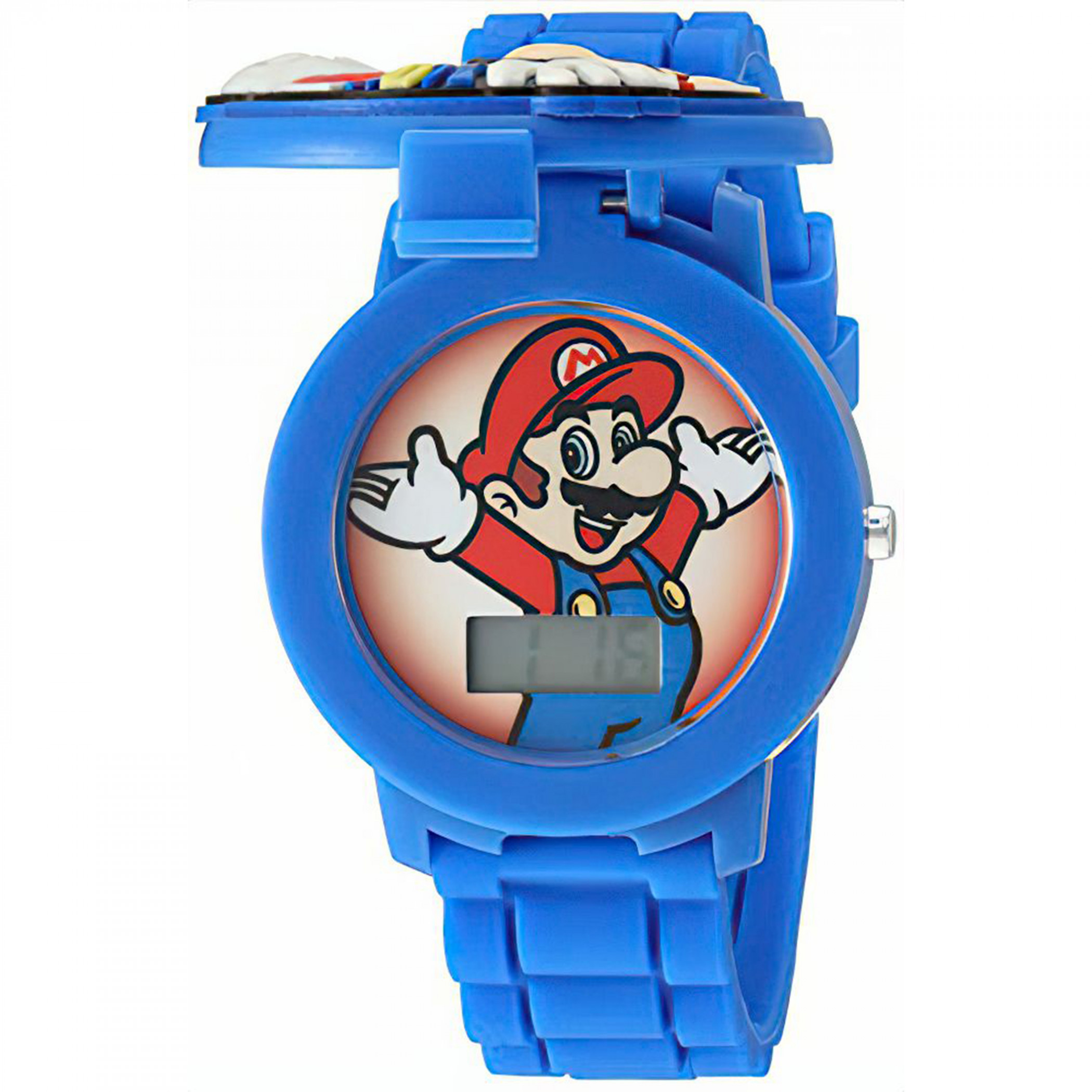 Super Mario Bros. Reloj para niños con cubierta 3D Mario azul - Imagen 3 de 3
