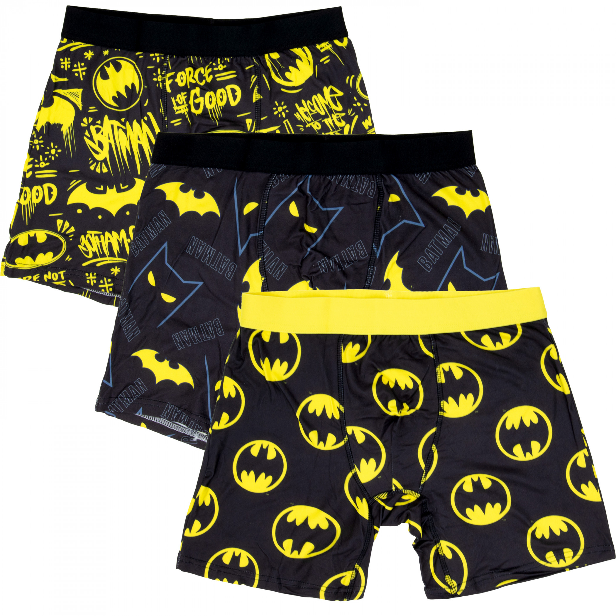 Batman Logos 3-Pack Boxer Brief Set, Black