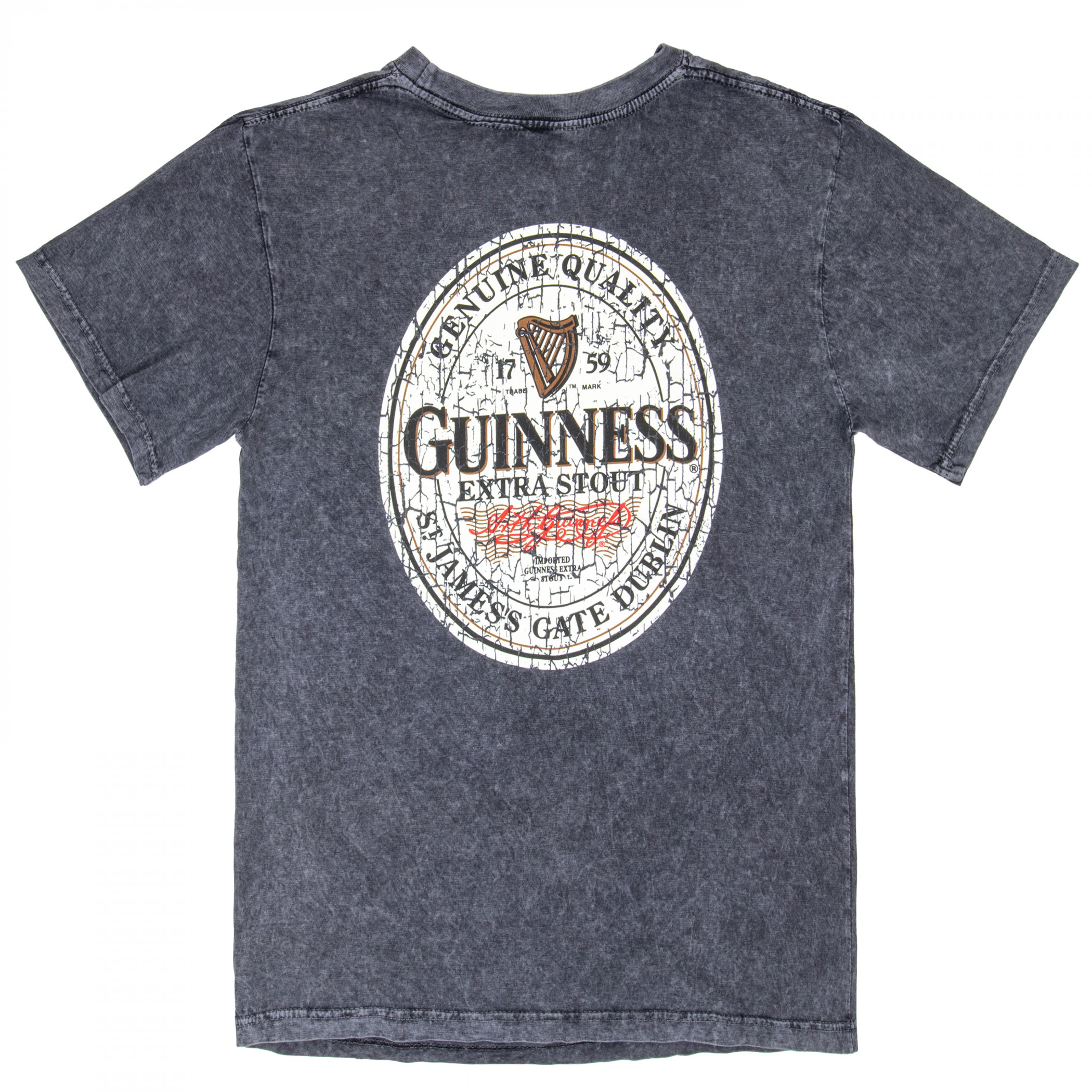 Guinness Extra Stout Marble Wash Label Front & Back Print T-Shirt