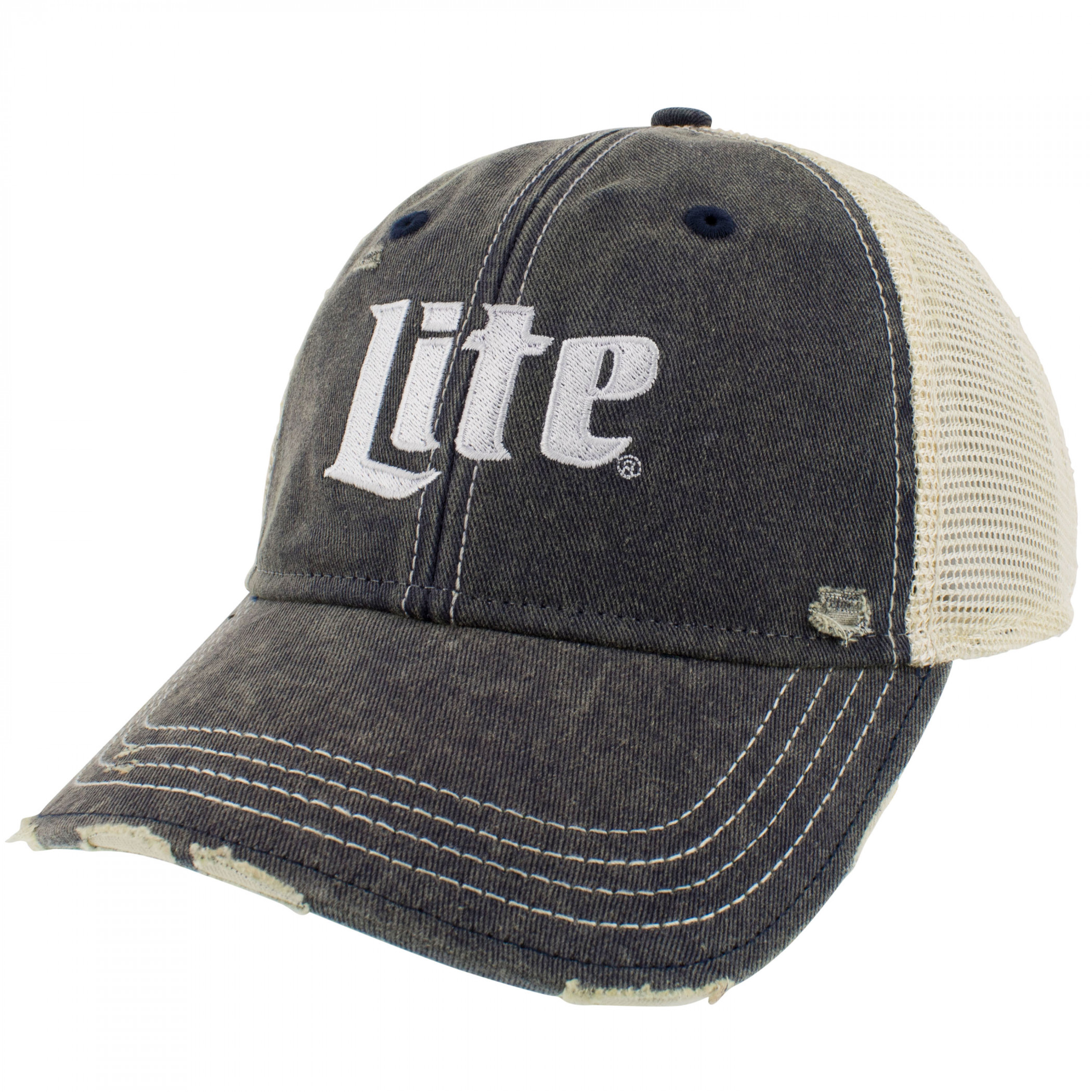 Miller Lite Logo Patch Distressed Adjustable Hat