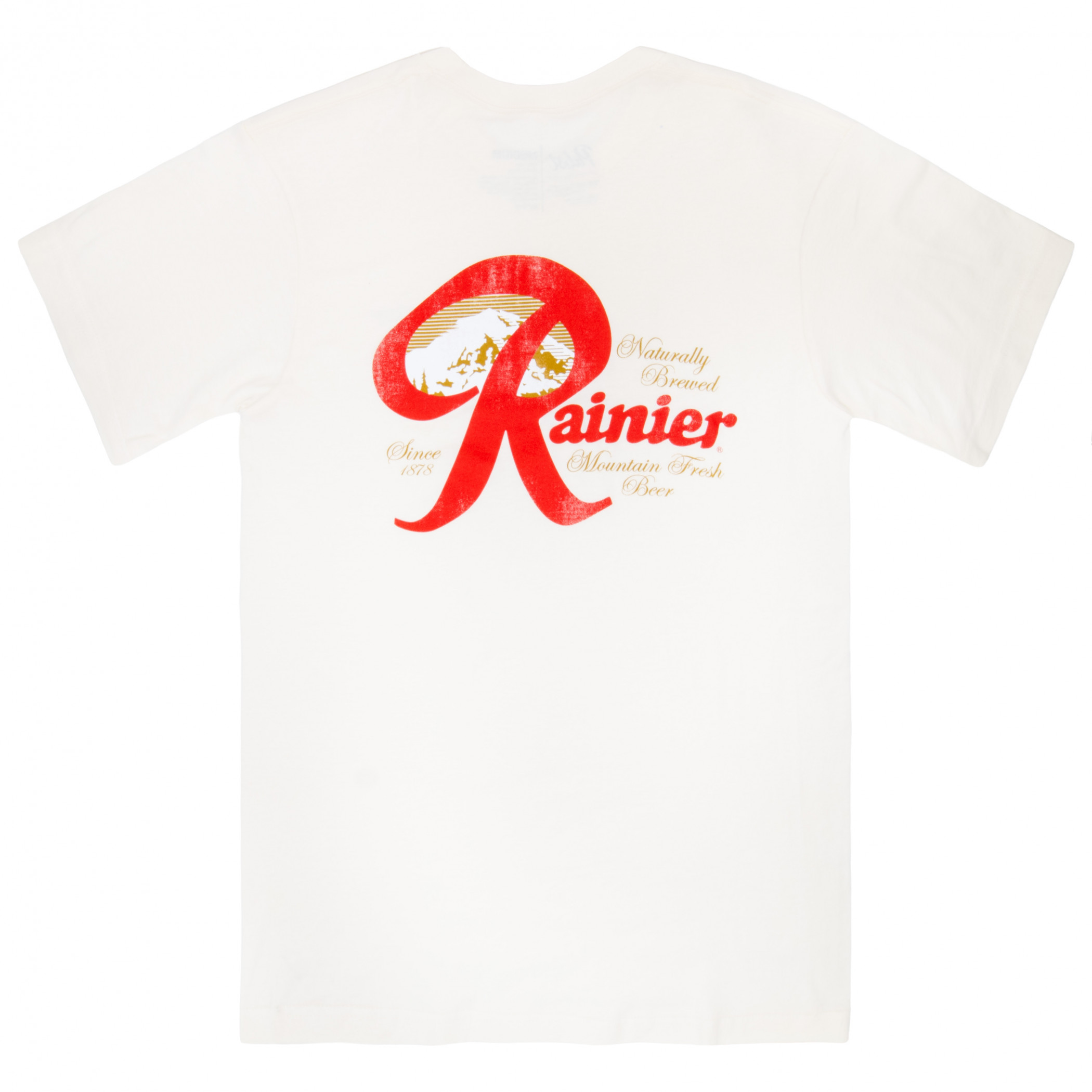 Rainier Mountain Fresh Beer Distressed Front and Back T-Shirt