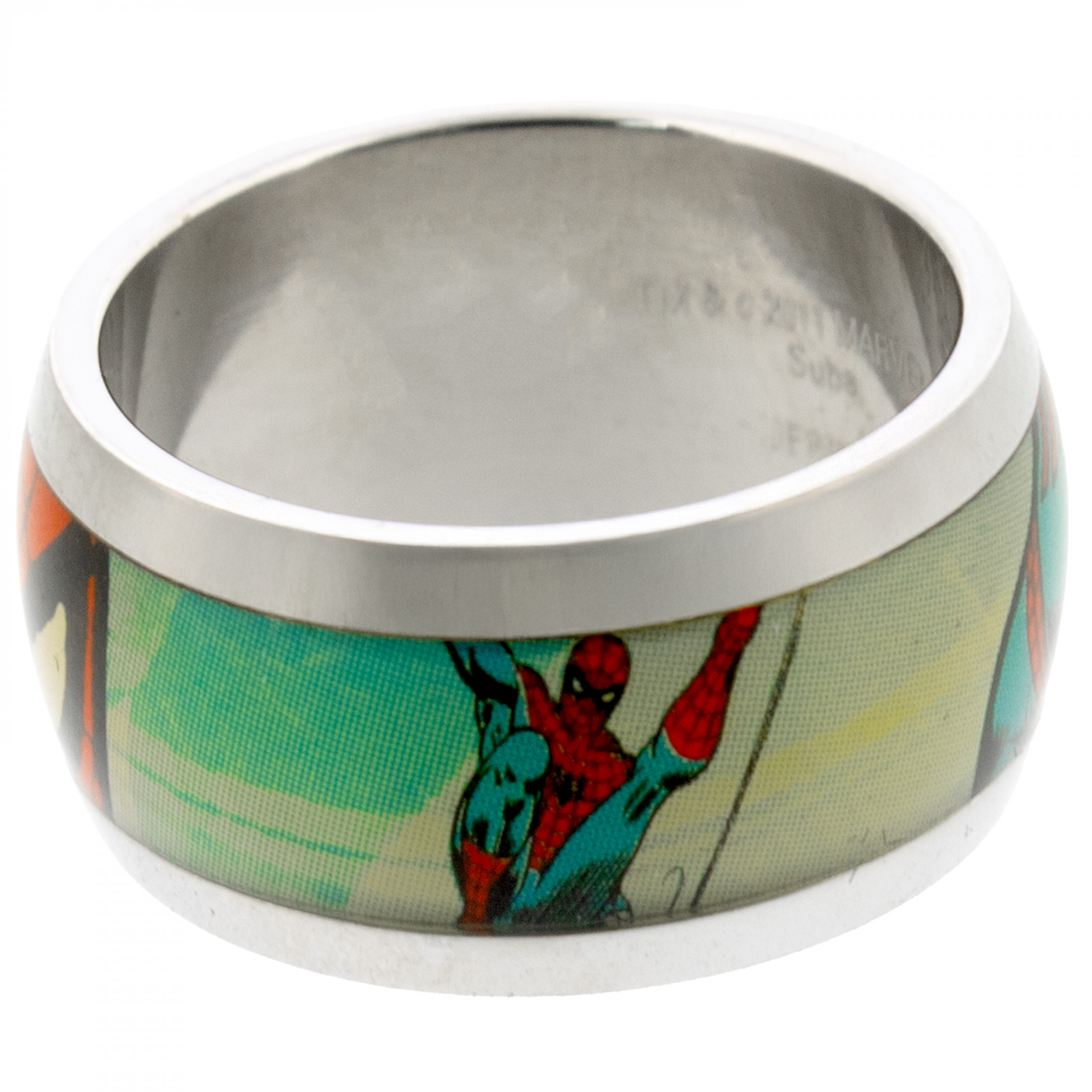 Spider-Man Comic Panels Graphic Ring, Silver