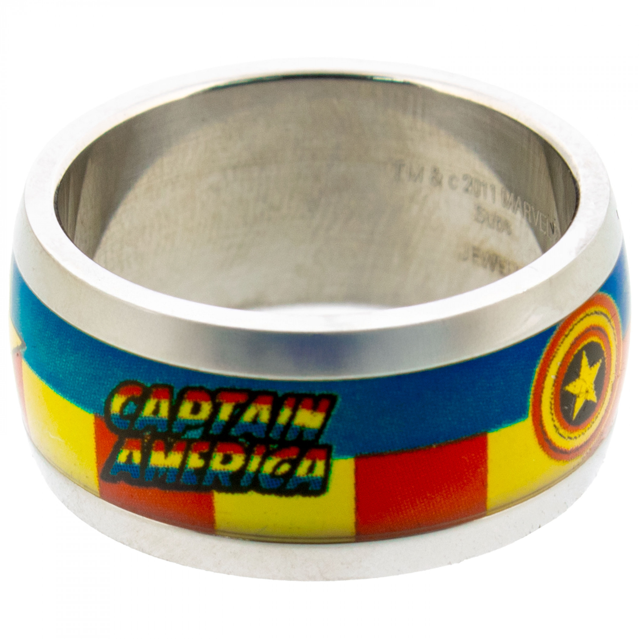 Captain America Shield Stainless Steel Ring, Silver