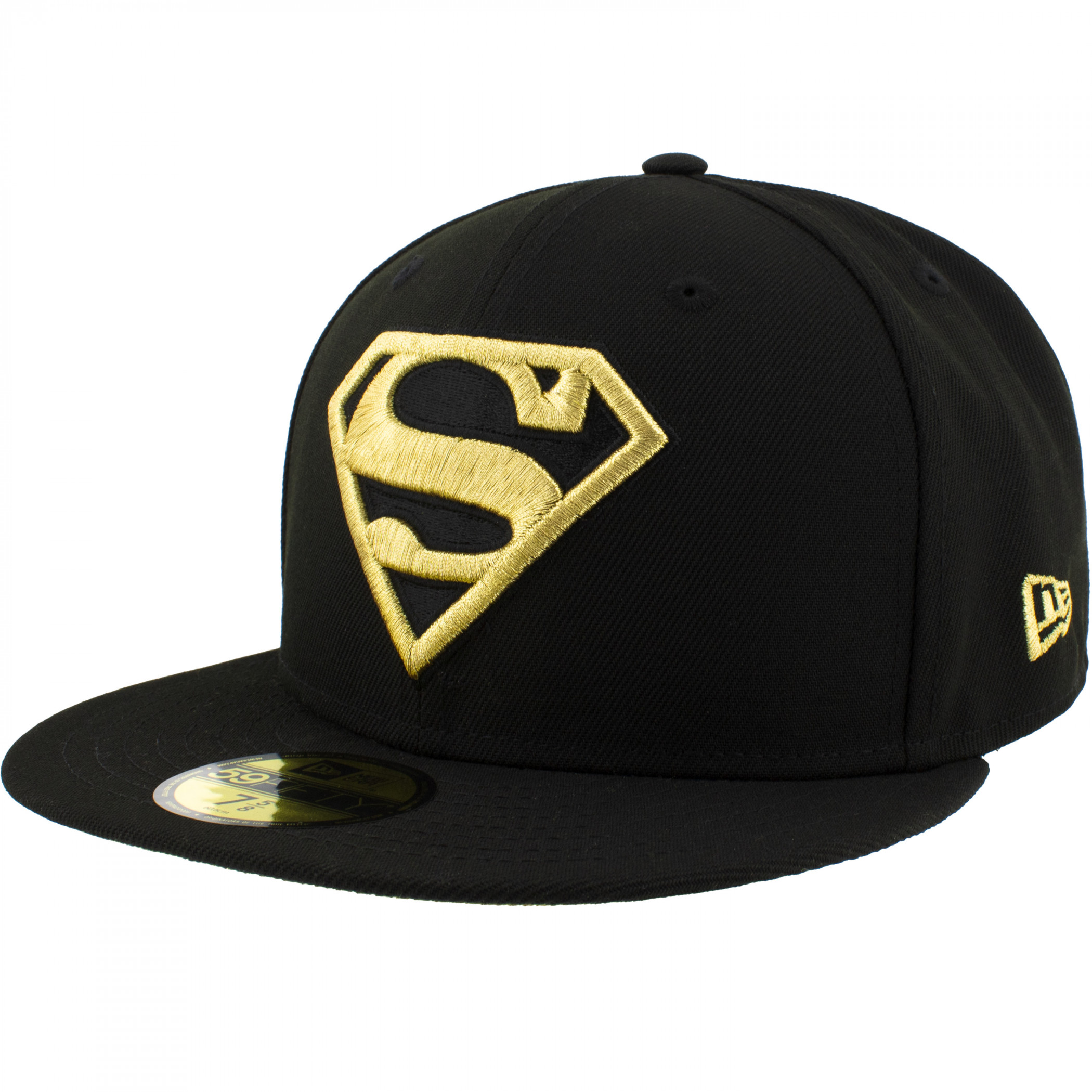 Superman Gold Logo Black Colorway New Era 59Fifty Fitted Hat, Black