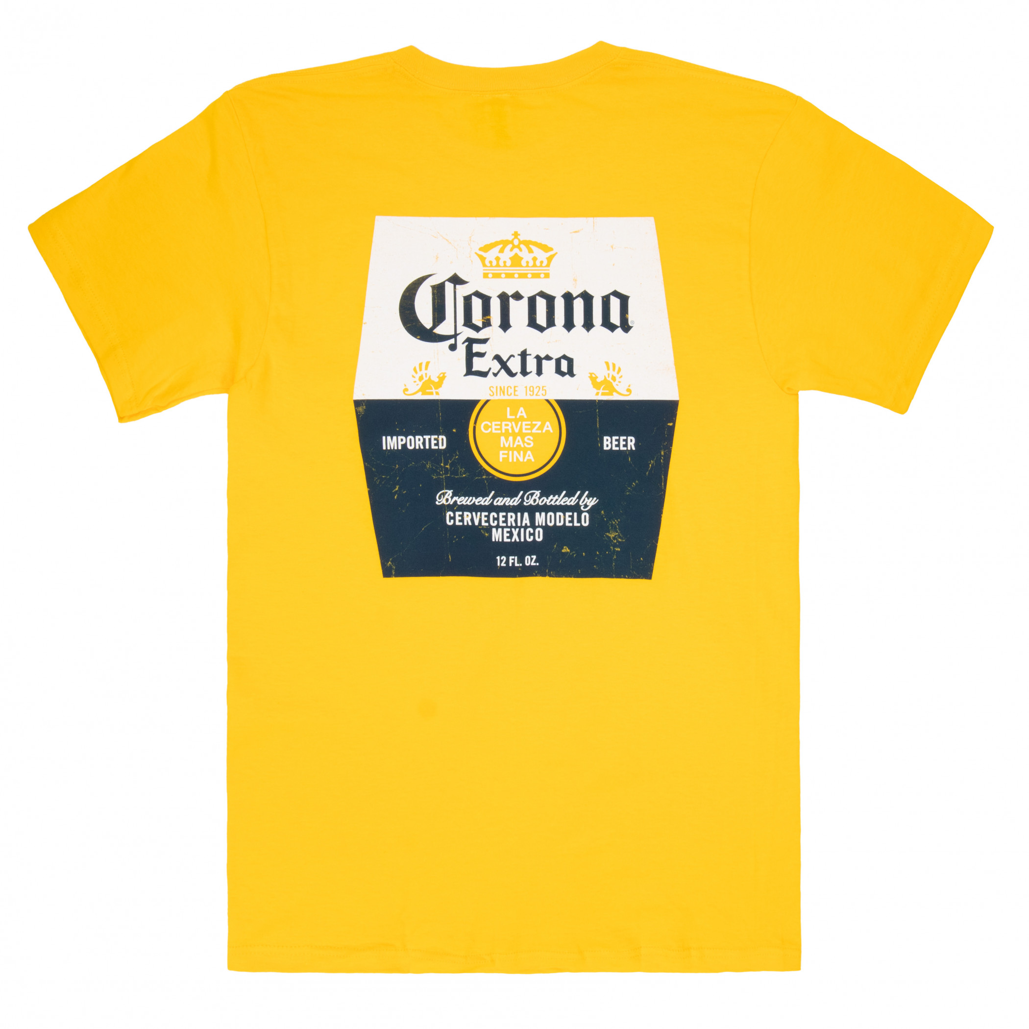 Corona Extra Distressed Label Front and Back Print T-Shirt
