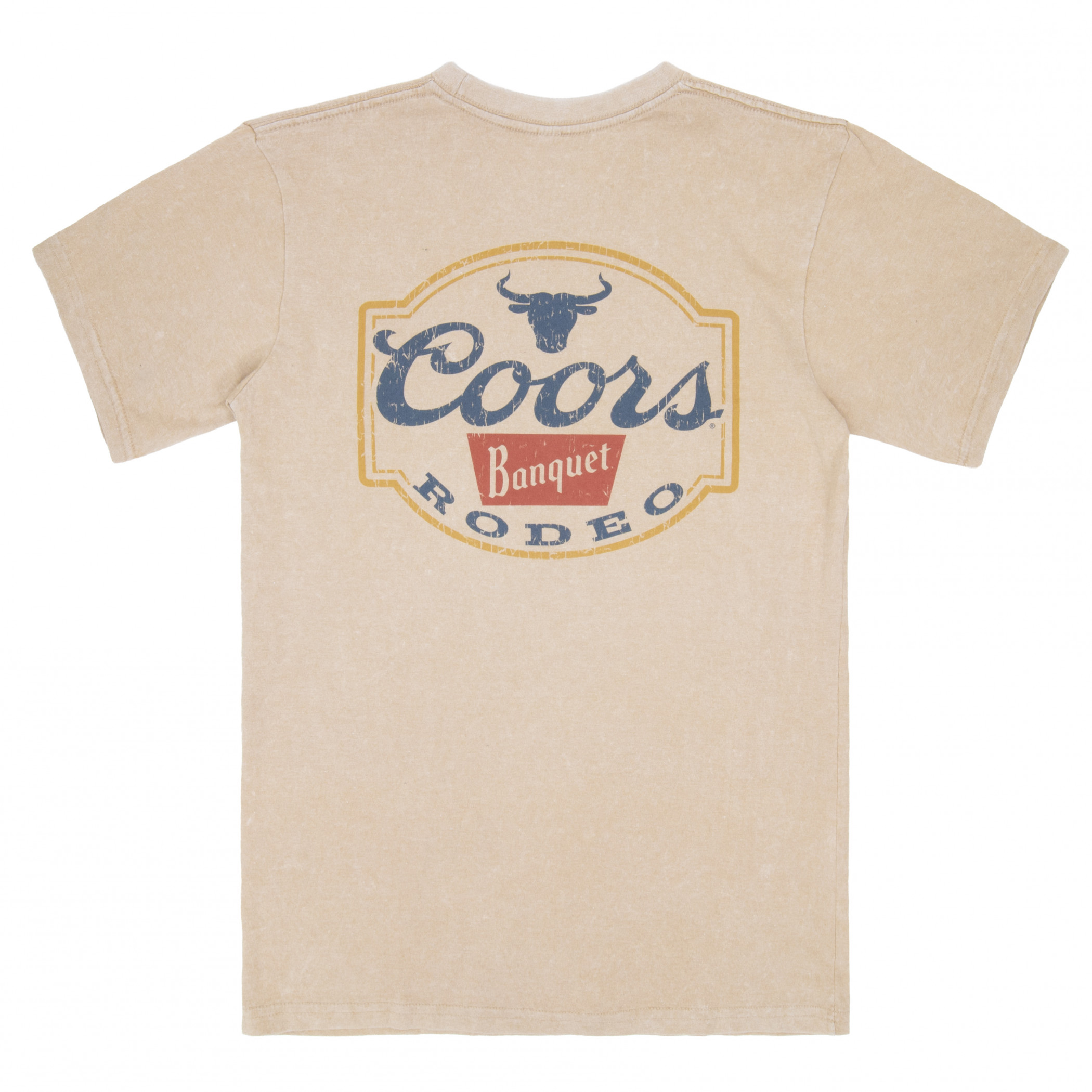 Coors Banquet Rodeo Logo Distressed Front and Back Tan T-Shirt - image 3
