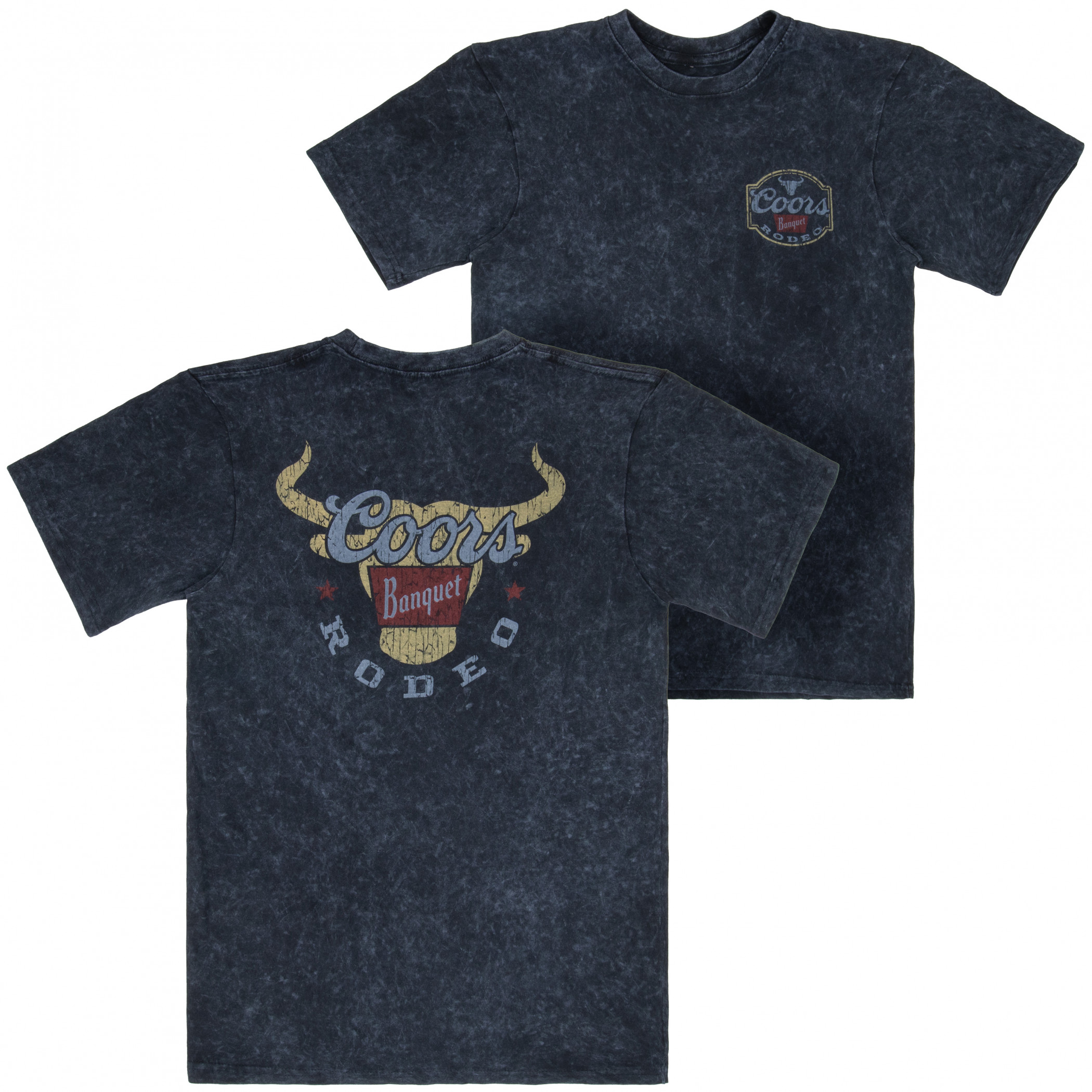 Coors Banquet Rodeo Long Horns Logo Distressed Front and Back T-Shirt