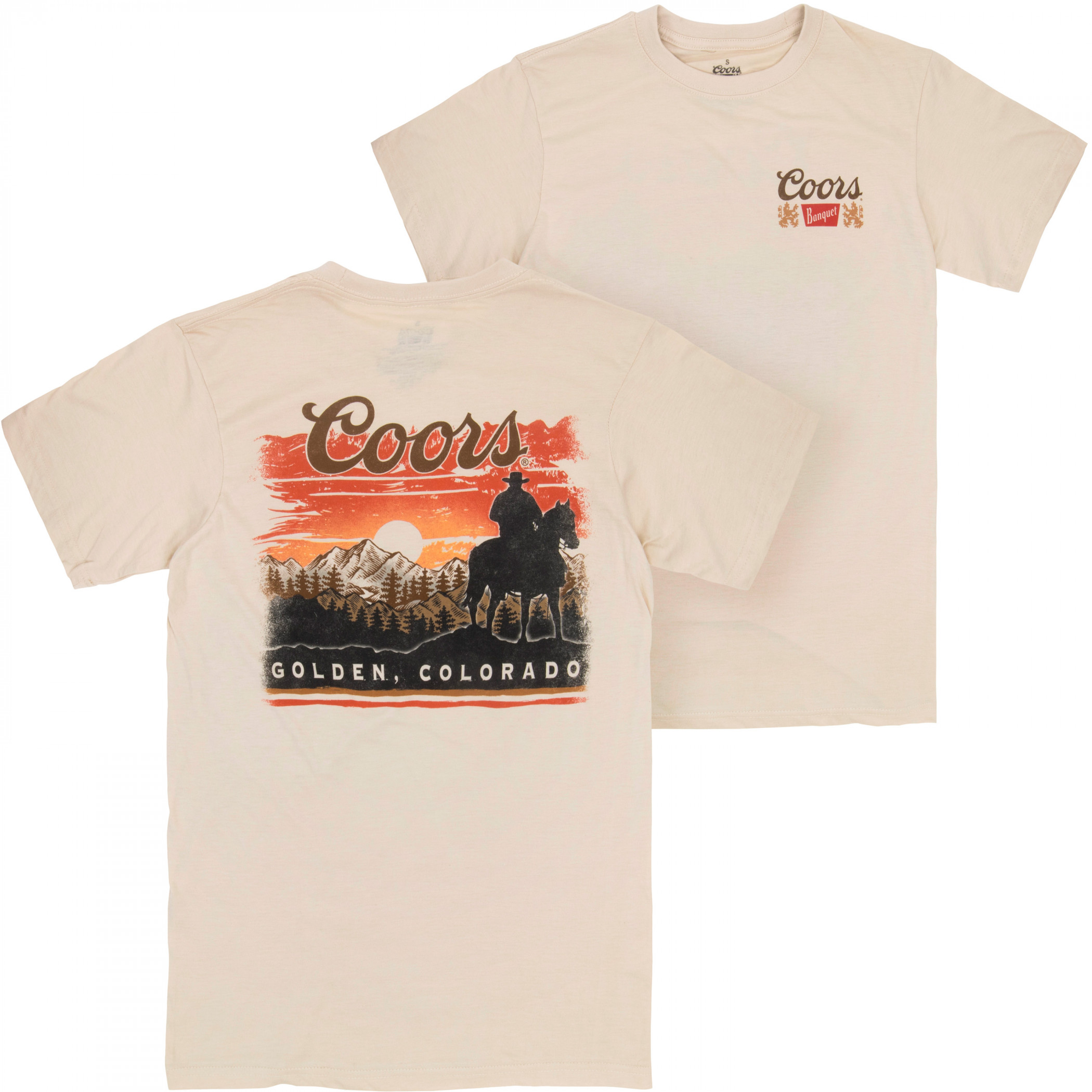 Coors Sunset in Golden Colorado Front and Back Print T-Shirt