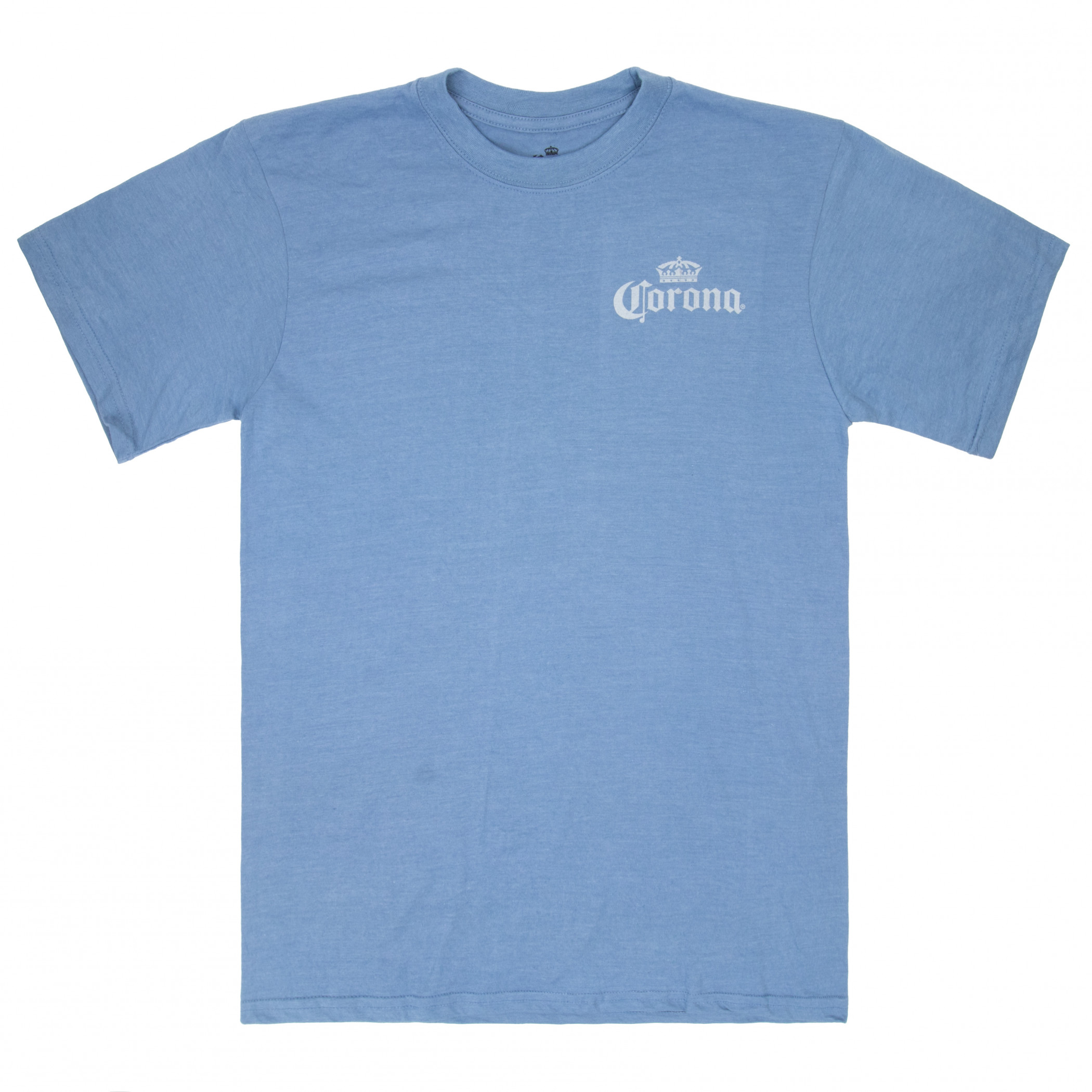 Corona Extra La Vida Mas Fina Palm Trees Front and Back Print T-Shirt