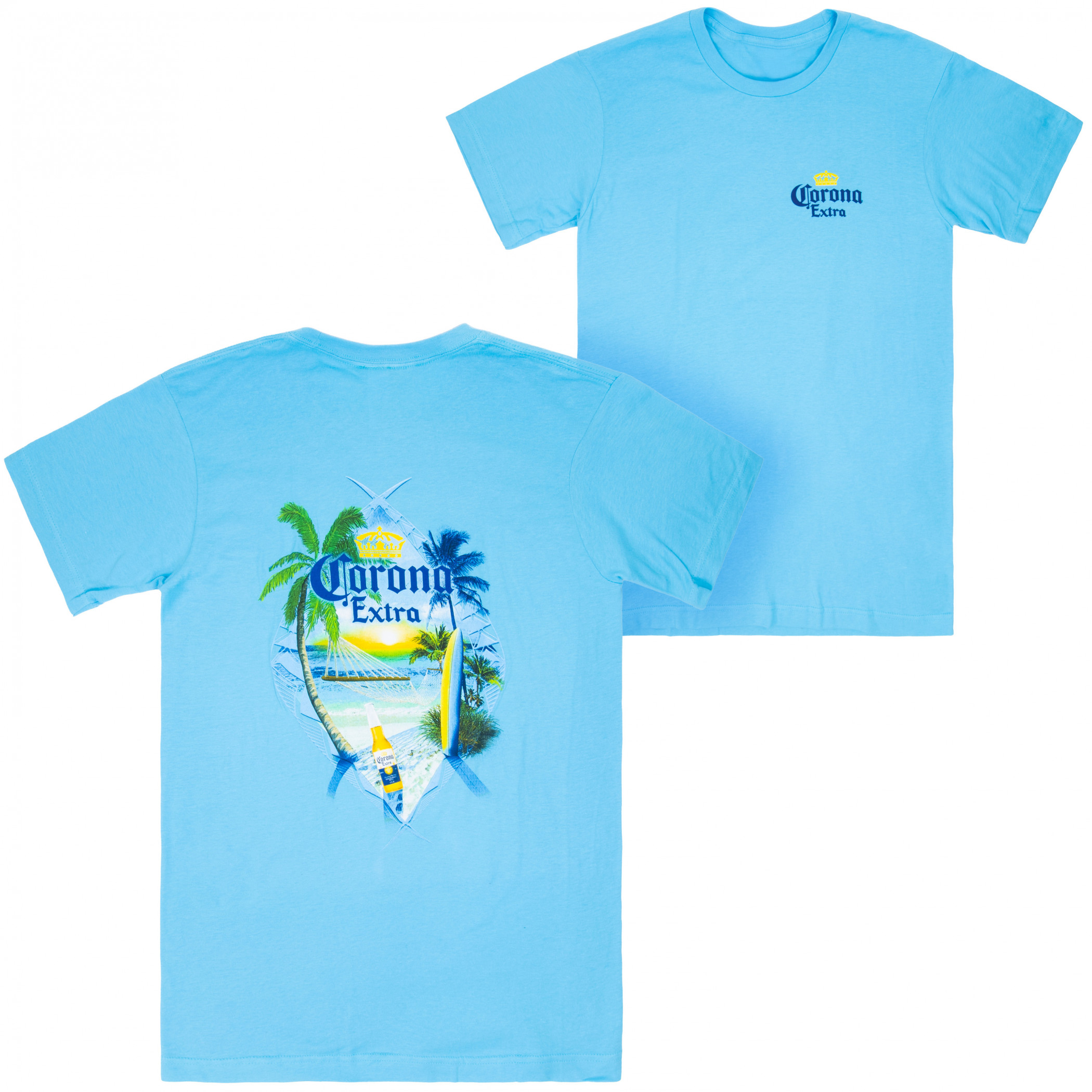 Corona Extra At The Beach Aqua Front and Back T-Shirt