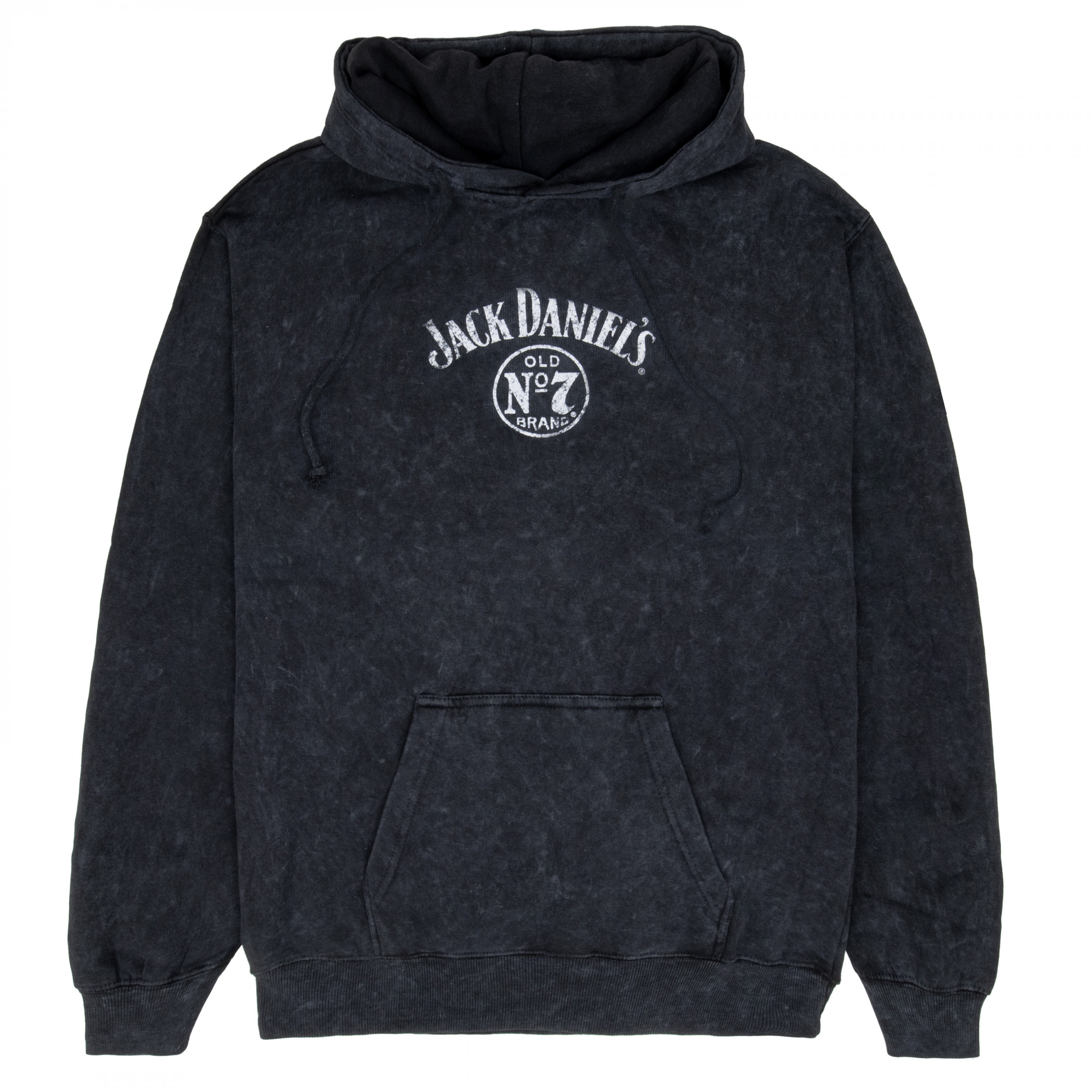 Jack Daniel's Label Mineral Wash Front and Back Print Pull-Over Hoodie