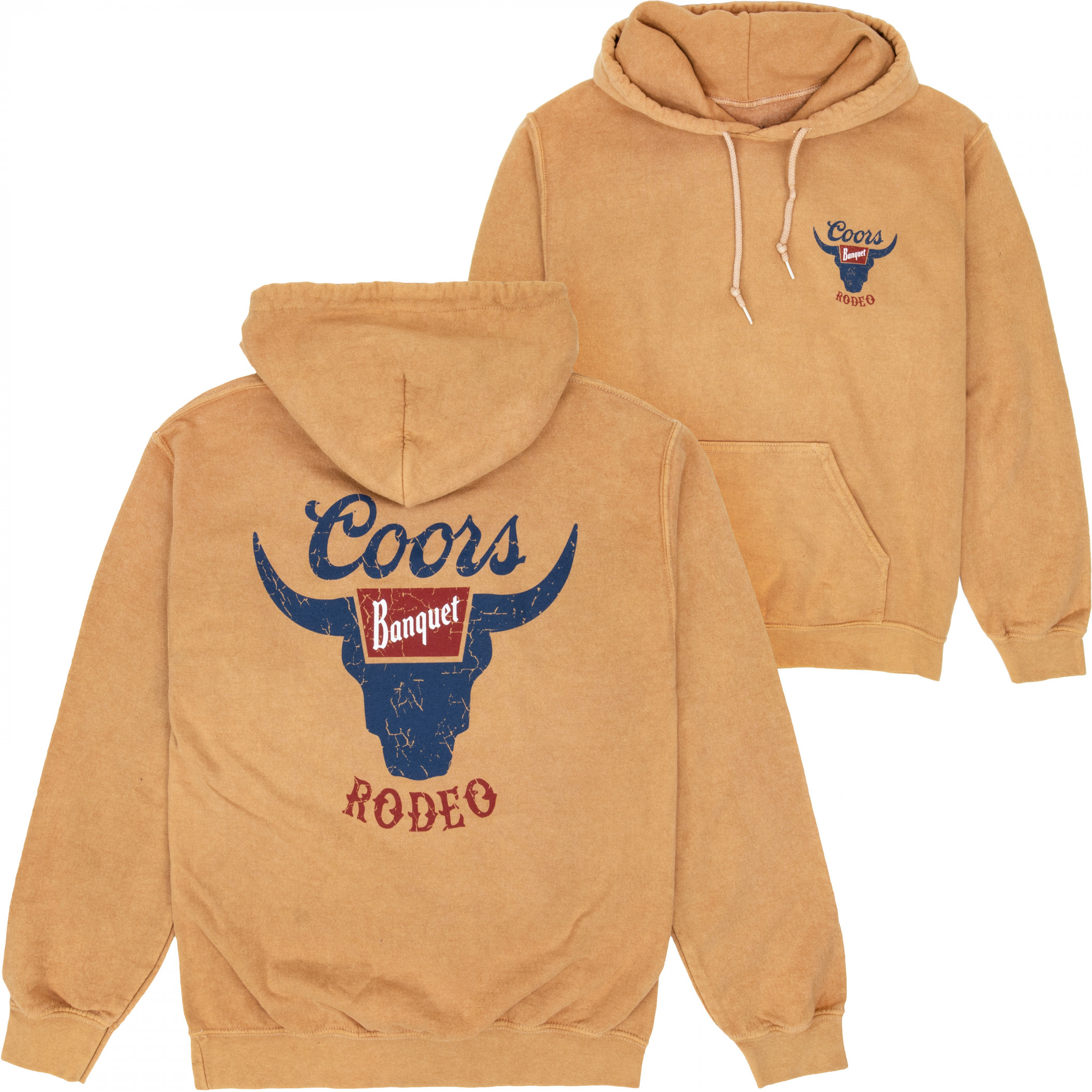 Coors Banquet Rodeo Mineral Wash Front-Back Print Pull-Over Hoodie