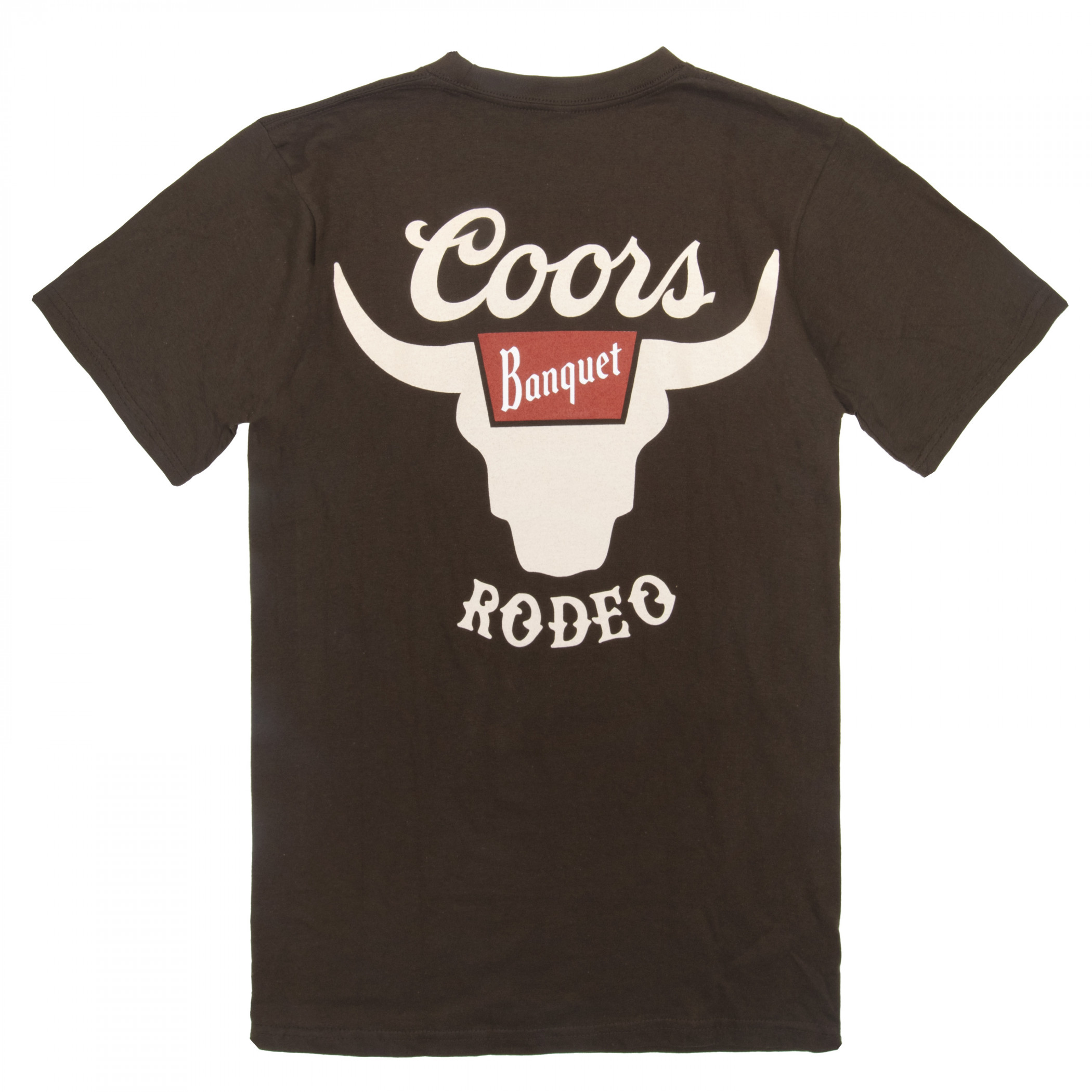 Coors Banquet Rodeo Horns Logo Brown Front and Back Print T-Shirt