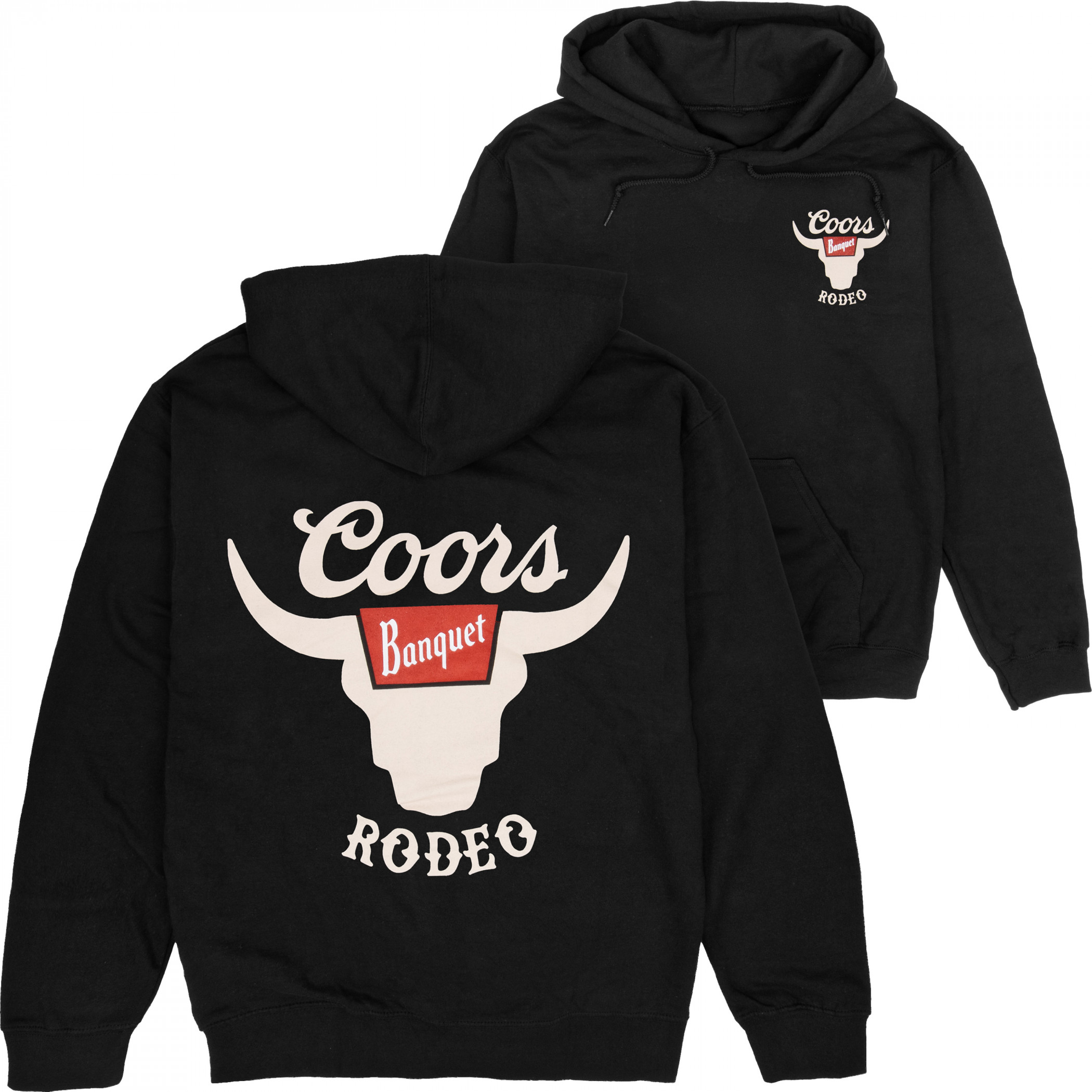 Coors Banquet Rodeo Horns Logo Front and Back Print Hoodie