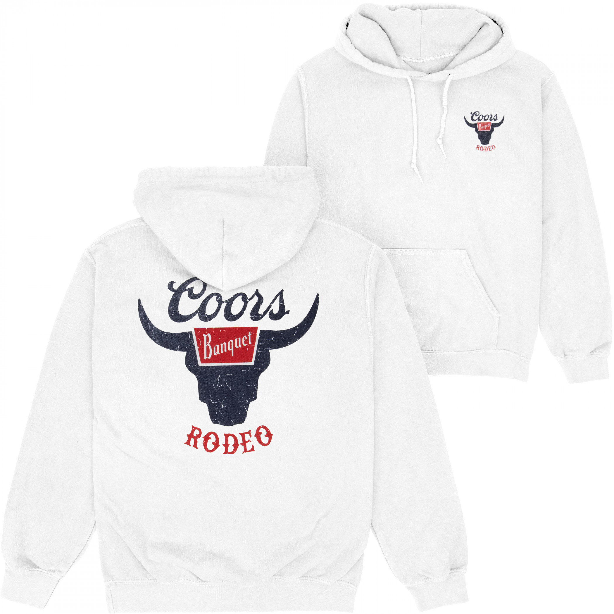 Coors Rodeo Front and Back Logo White Sweatshirt Hoodie