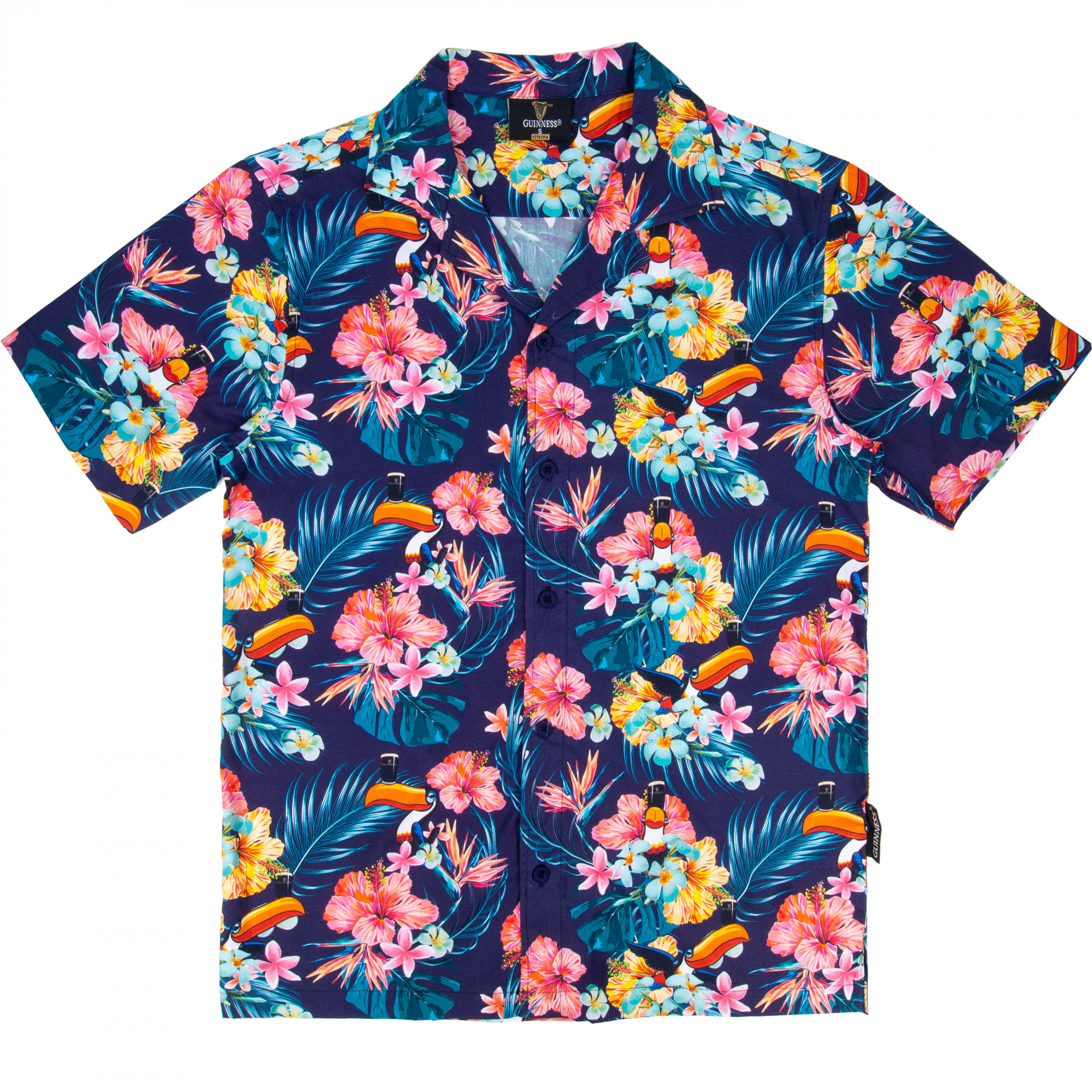 Guinness Toucan Floral Hawaiian Shirt