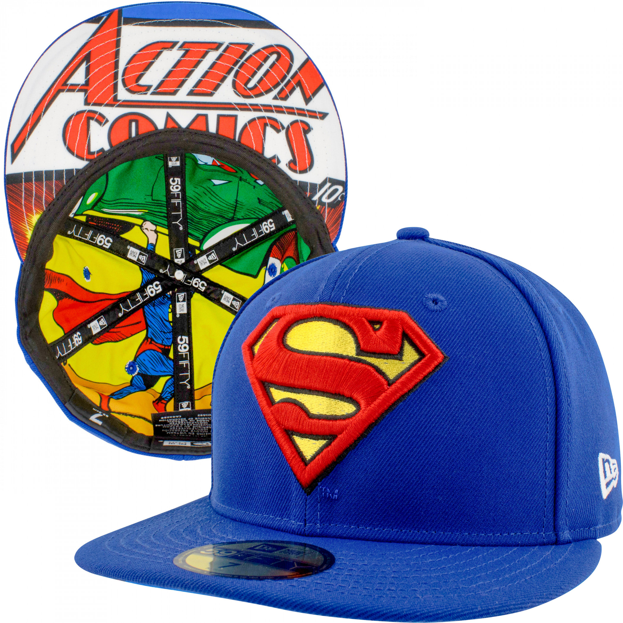Superman Action Comics #1 Underside Print New Era 59Fifty Fitted Hat, Blue