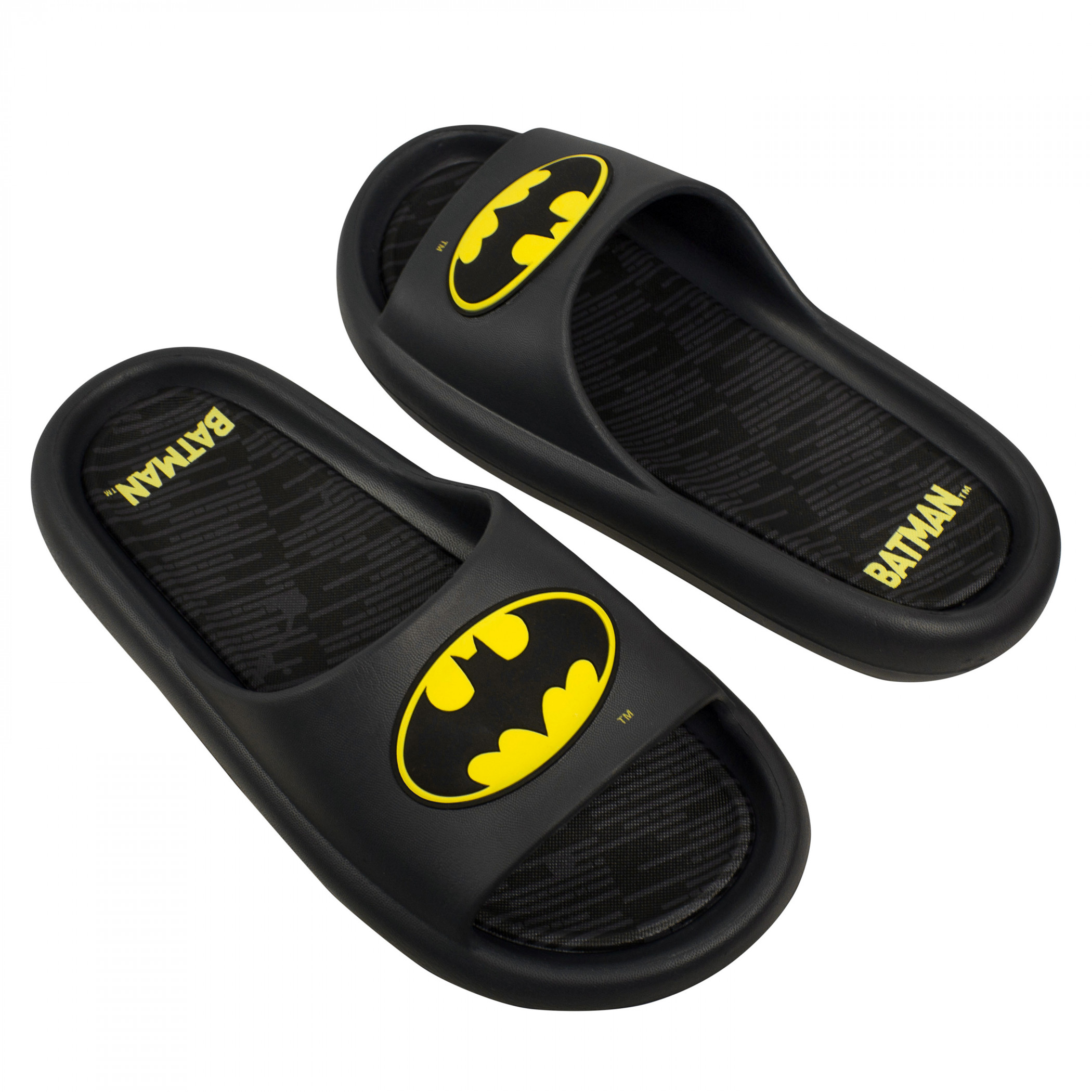 Batman Logo Men's Cloud Comfort Foam Slide Sandals, Black