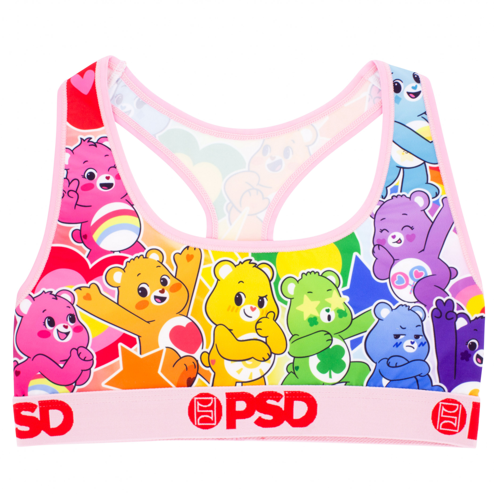 Care Bears Rainbow Stickers PSD Sports Bra, Multi-Color